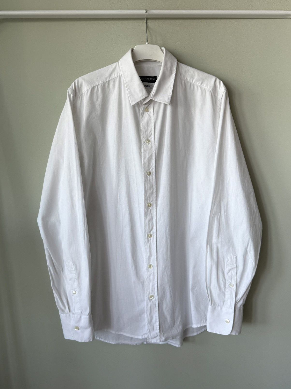 Dolce & Gabbana Dolce & Gabbana gold white classic oxford ls shirt Size US XL / EU 56 / 4 - 2 Thumbnail