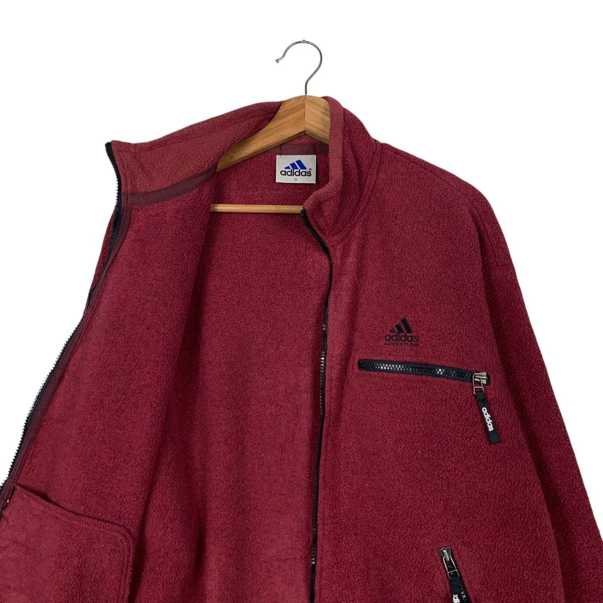Adidas 90’s ADIDAS Embroidery Logo Maroon Fleece Jacket #2091-C91 Size US L / EU 52-54 / 3 - 10 Thumbnail