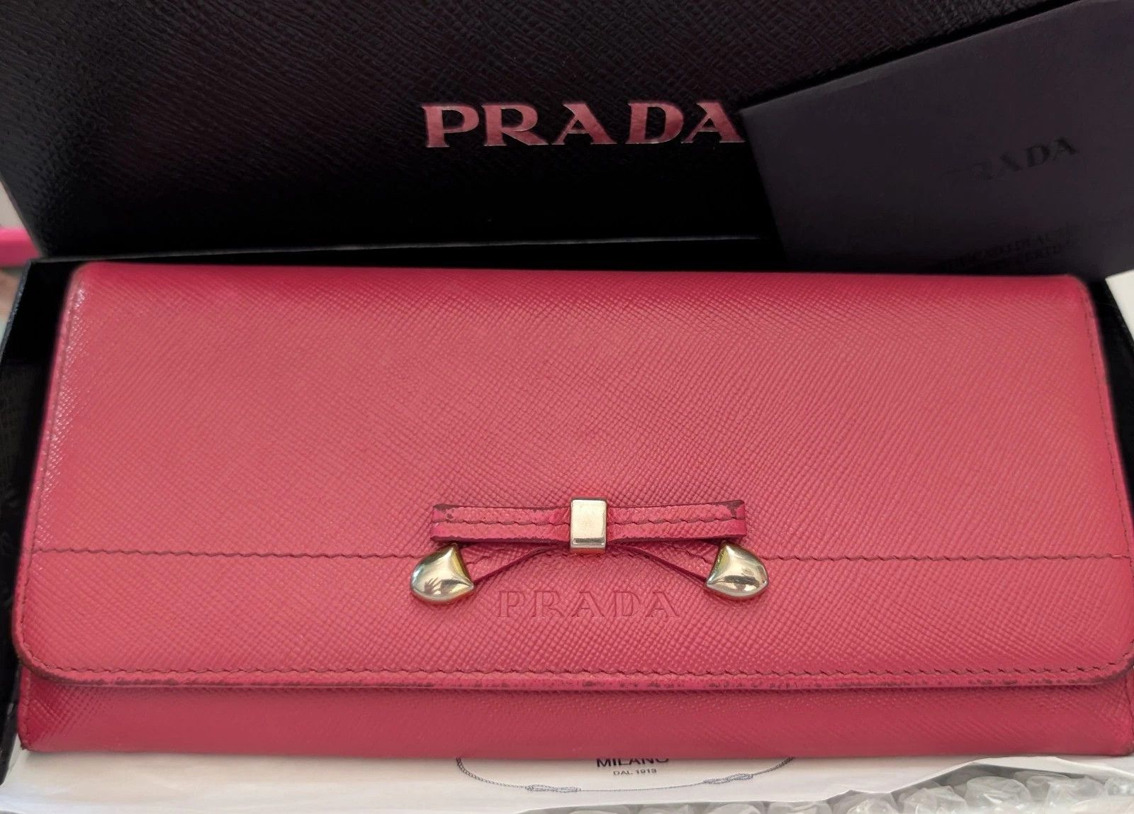 Prada PRADA Ribbon Purse Peonia pink Safiano Women Wallet Box Size ONE SIZE - 1 Thumbnail