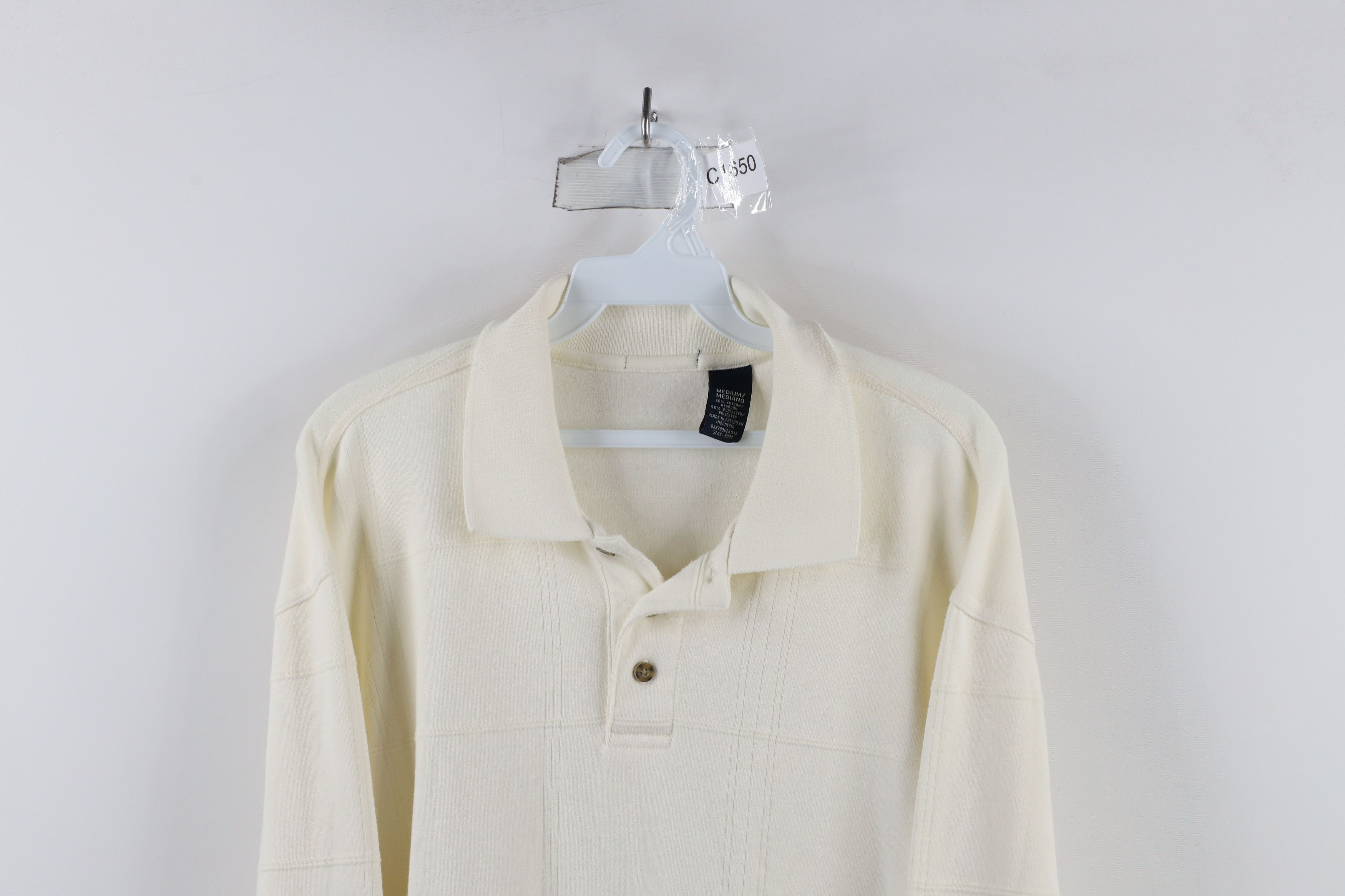 Vintage Vintage 90s Streetwear Long Sleeve Rugby Polo Shirt Cream Size US M / EU 48-50 / 2 - 2 Thumbnail