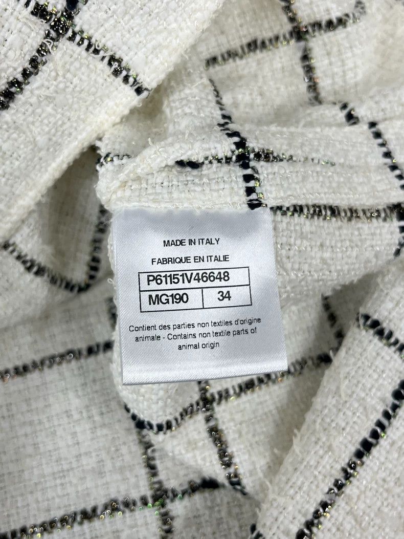 Chanel Chanel White plaid tweed lapel short sleeves Size XXS / US 00 / IT 34 - 4 Thumbnail