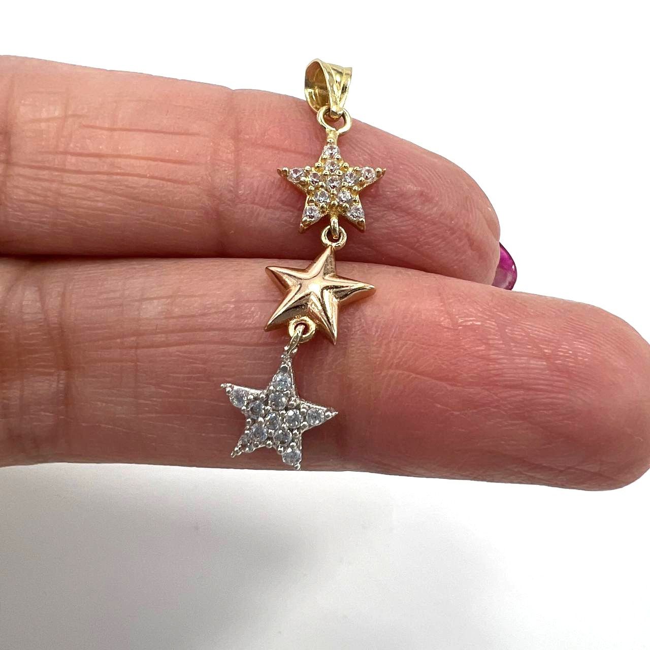 Other 14K Tri-Color Gold Star Pendant – Yellow, Rose, and White Size ONE SIZE - 1 Thumbnail
