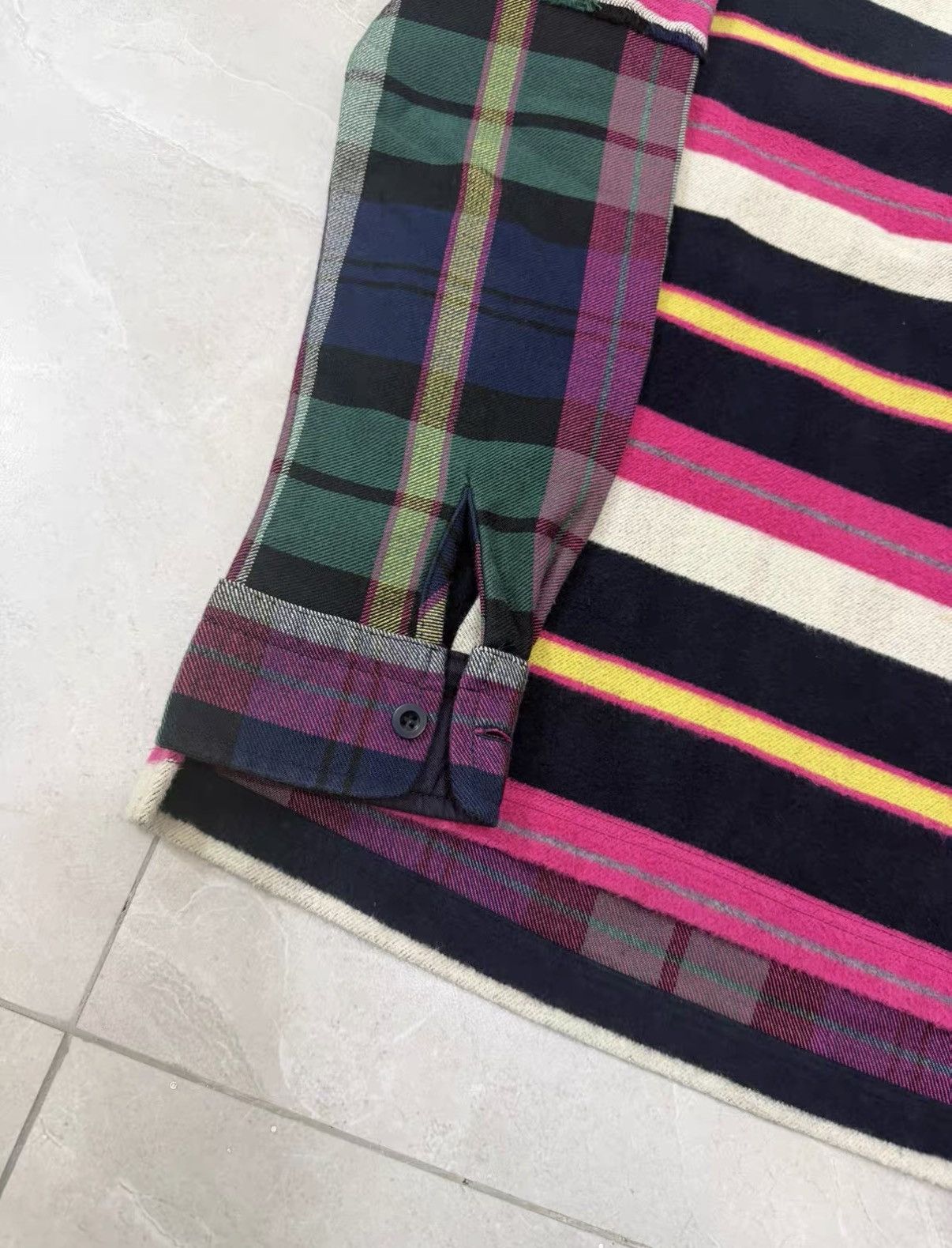 Sacai Sacai Deconstructed Patchwork Stripe Plaid Shirt Hoodie J34 Size US XS / EU 42 / 0 - 2 Thumbnail