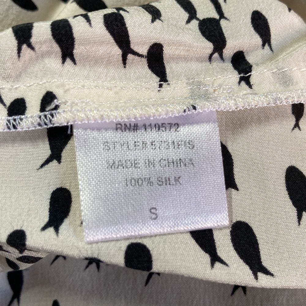 Cynthia Rowley Cynthia Vincent Twelfth Street Silk Flutter Cap Sleeve Tank Sz S Blouse w/ Fish Size S / US 4 / IT 40 - 4 Thumbnail