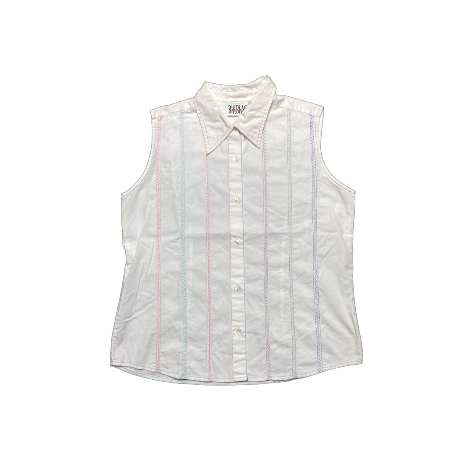 Bill Blass VINTAGE Bill Blass Vest Shirt Sleeveless Rainbow Stitch Women’s Large L Size L / US 10 / IT 46 - 1 Thumbnail