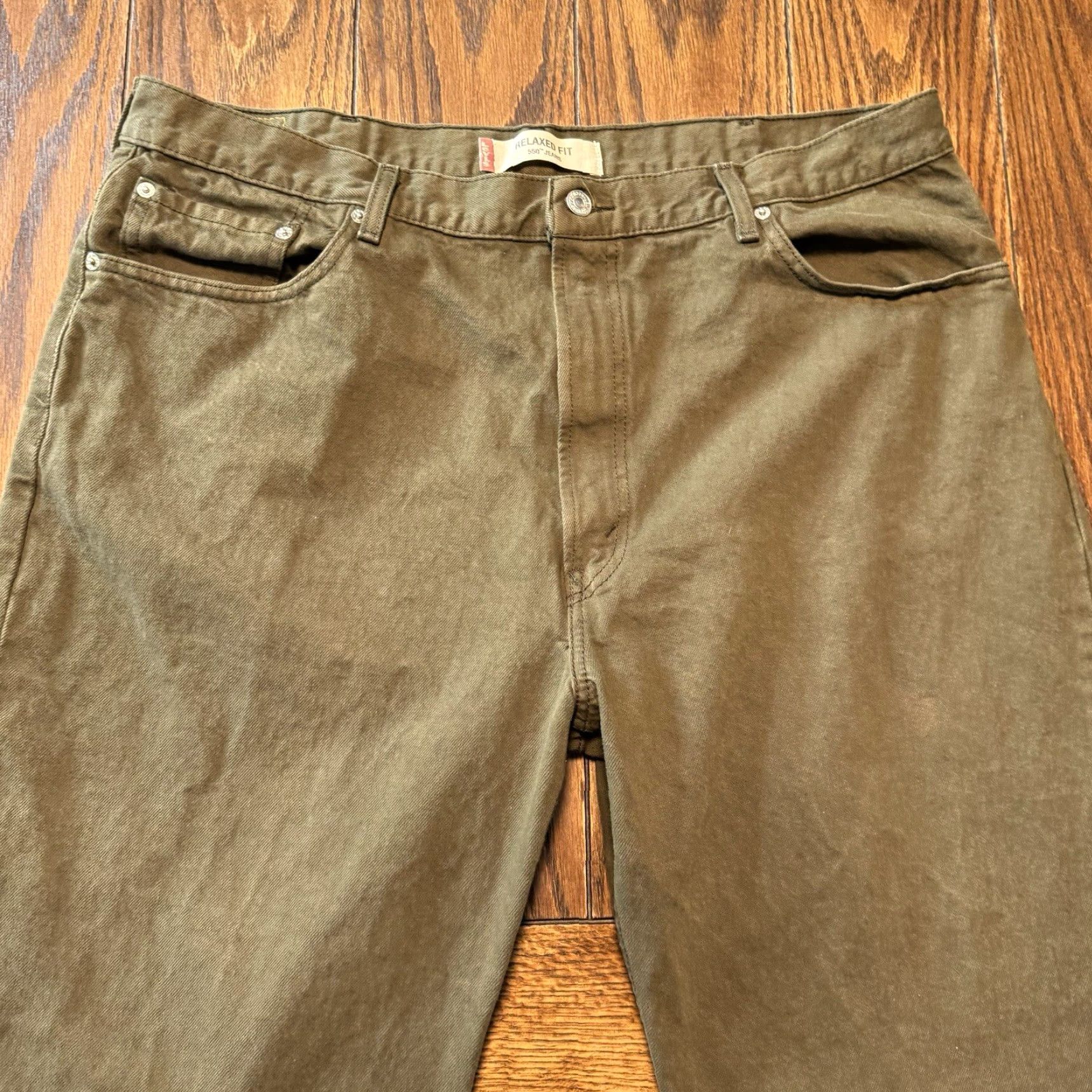 Levi's VINTAGE Levi's 550 Jeans Men Regular 42x30 Green Denim Dark Wash Cotton Casual 5-Pocket Straight Relaxed Rise 13.5in Inseam 29.75in Mens Size US 40 / EU 56 - 3 Thumbnail