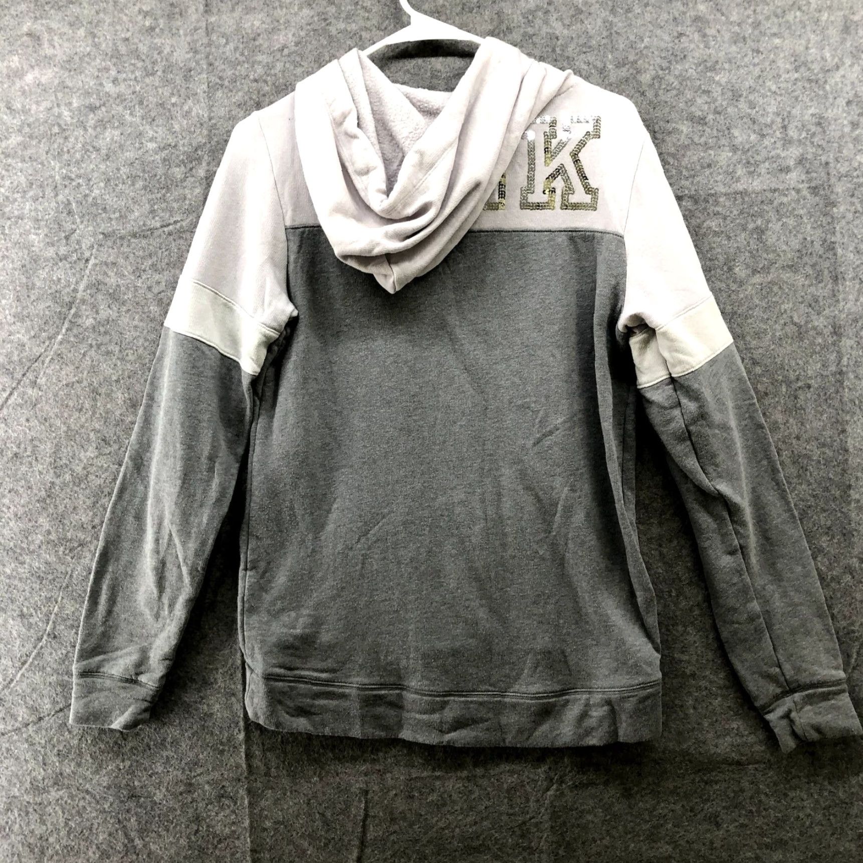 Pinko PINK Victoria's Secret Hoodie Womens XS Gray Colorblock Sequin Logo Pullover Casual Relaxed Size XS / US 0-2 / IT 36-38 - 3 Thumbnail