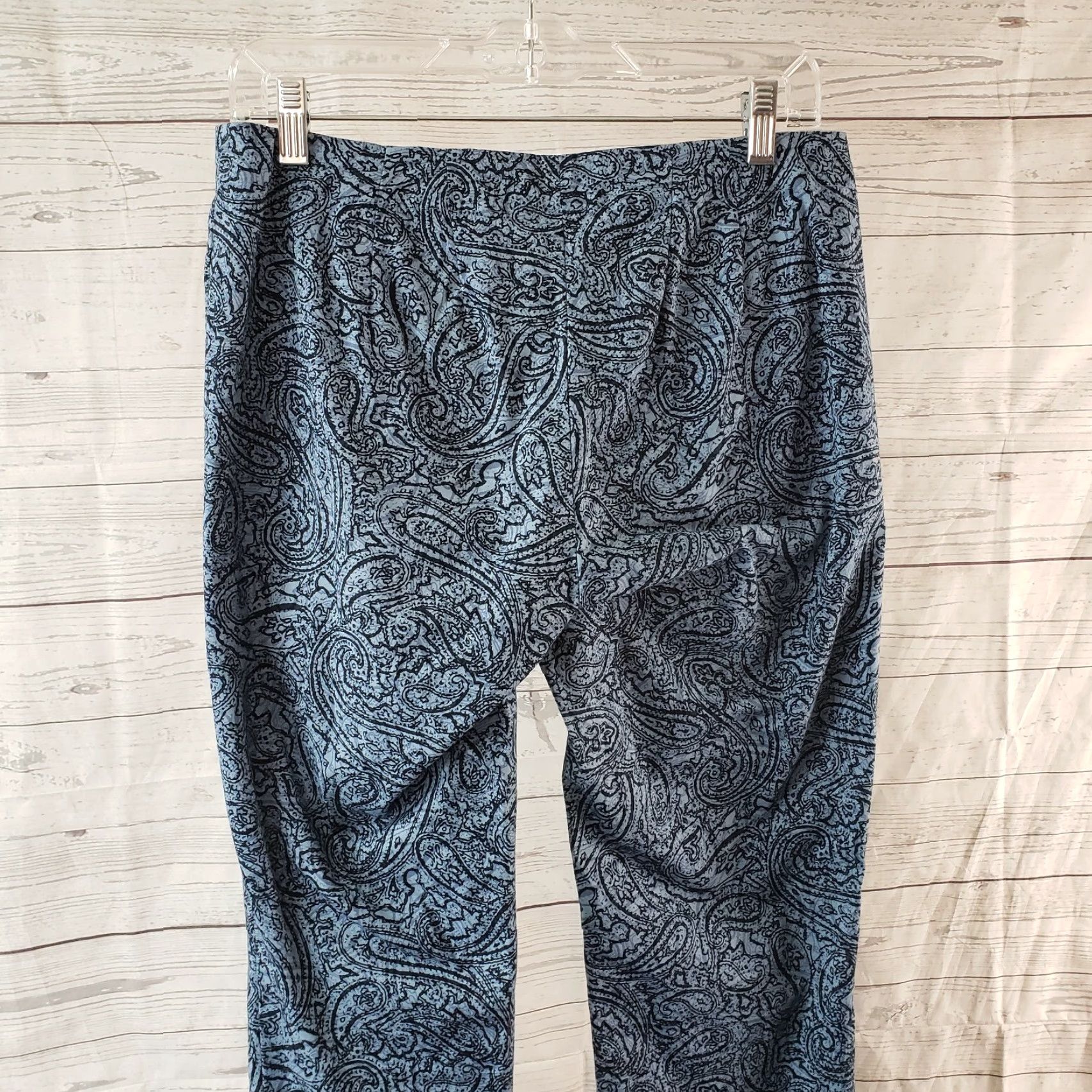 J. Jill J. Jill Womens Ankle Pants Sz 6 Blue Paisley Mid Rise Cotton Blend Chino N/A Size 28" / US 6 / IT 42 - 4 Thumbnail