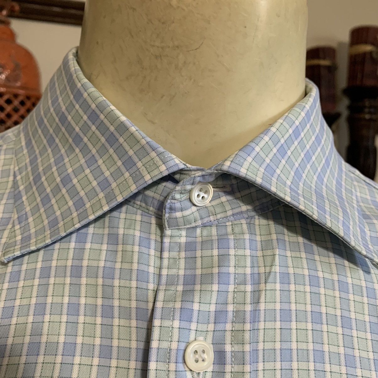 Canali Mini Check Spread collar Dress shirt 17.5/34 Size US XL / EU 56 / 4 - 8 Thumbnail