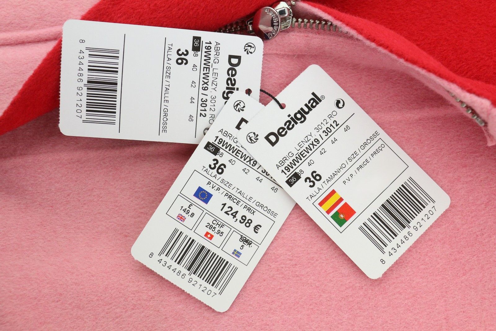 Desigual LENZY EU36 Pink Wool Blend Hooded Mid Coat 88464 Size S / US 4 / IT 40 - 9 Thumbnail