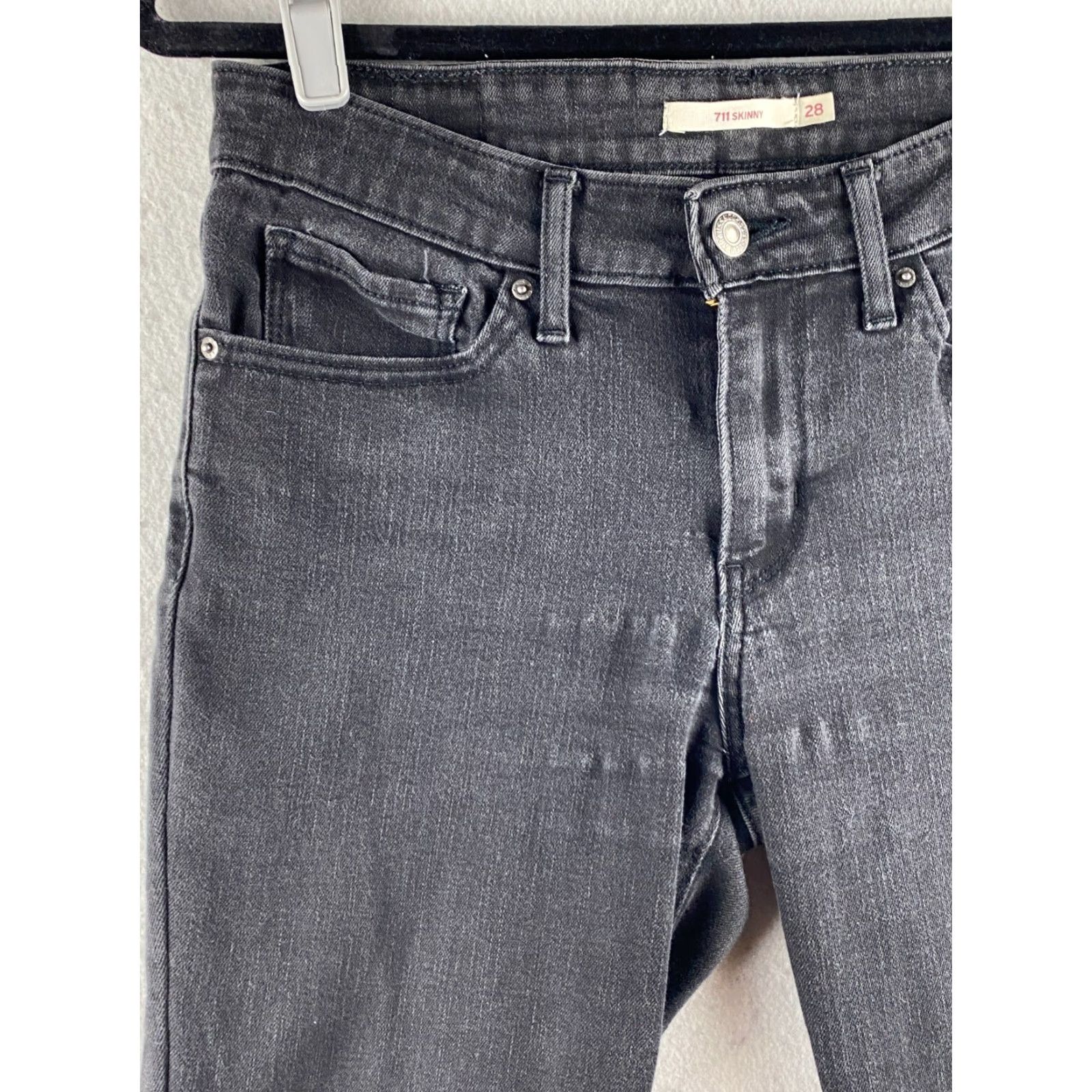 Levi's Levis 711 Skinny Jeans Womens 28 X 30 Black Mid Rise Stretch Denim Dark Wash Size 28" / US 6 / IT 42 - 3 Thumbnail