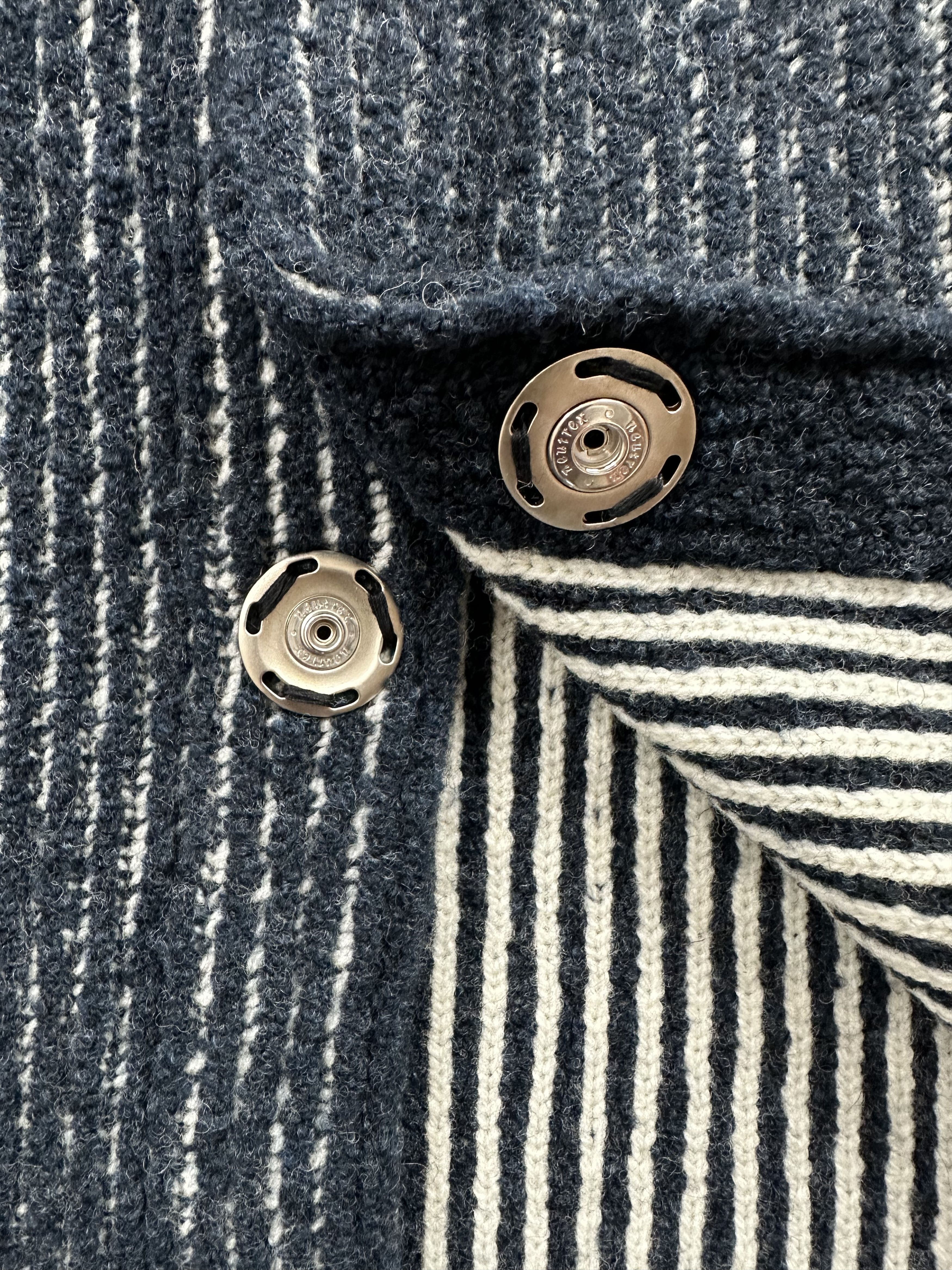 Niceness NICENESS K. Snafu Reversible Wool Knit Jacket Navy/White Size US L / EU 52-54 / 3 - 14 Thumbnail
