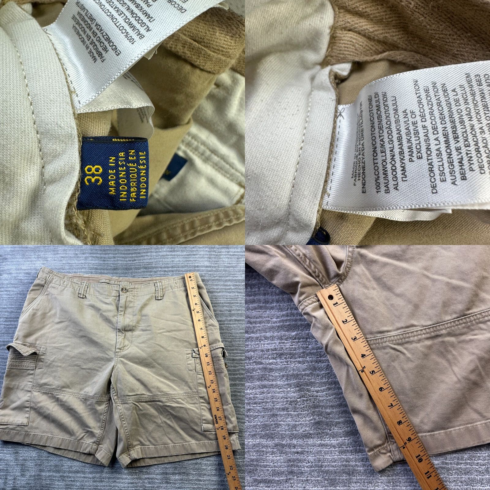 Polo Ralph Lauren Polo Ralph Lauren Shorts Mens 38 Beige Army Cargo Pocket Drawstring Relaxed Regular Fit Vintage No Size US M / EU 48-50 / 2 - 8 Thumbnail