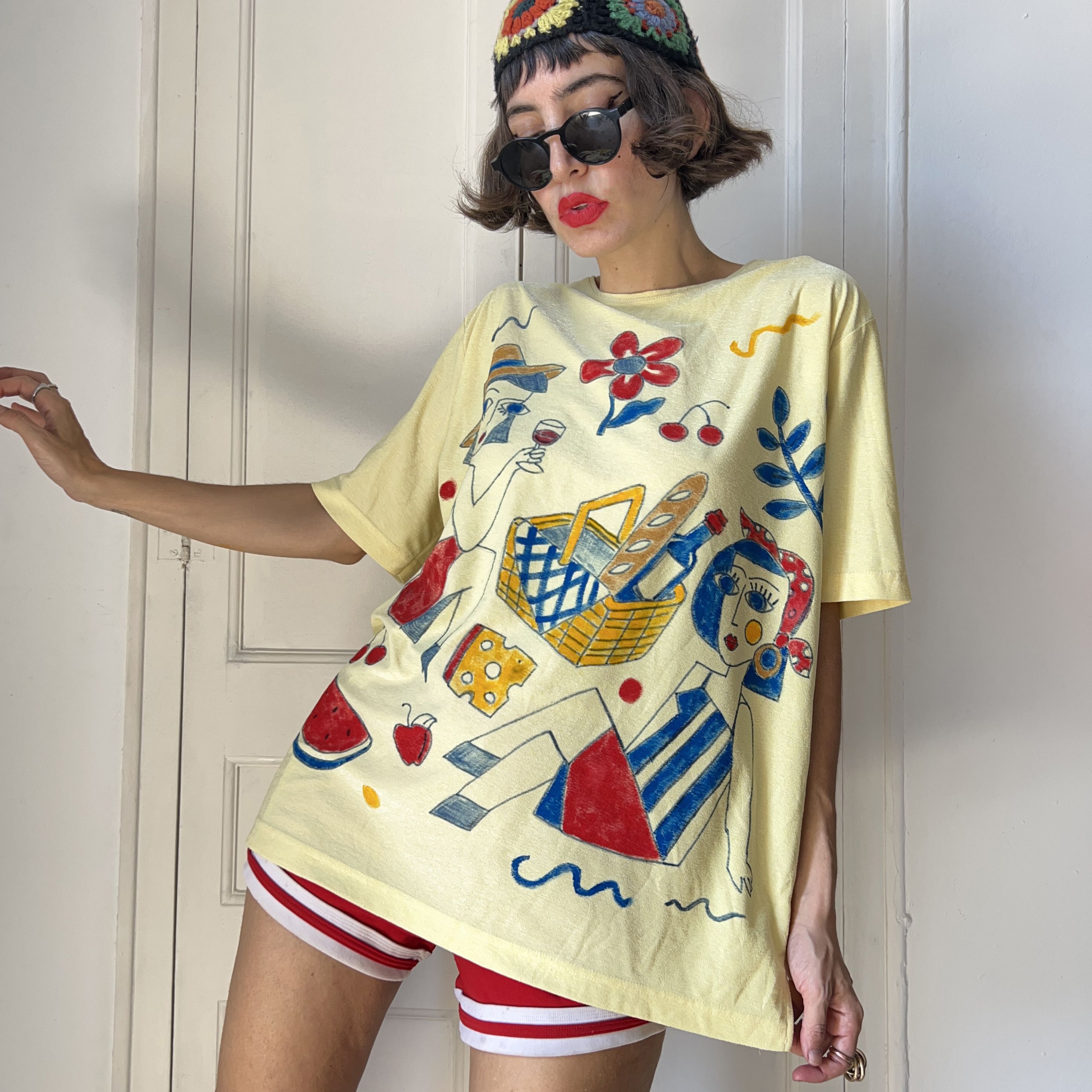 Custommade Custommade Picnic Yellow Tee Reworked Novelty Wearable Art Size XXL / US 16-18 / IT 52-54 - 7 Thumbnail
