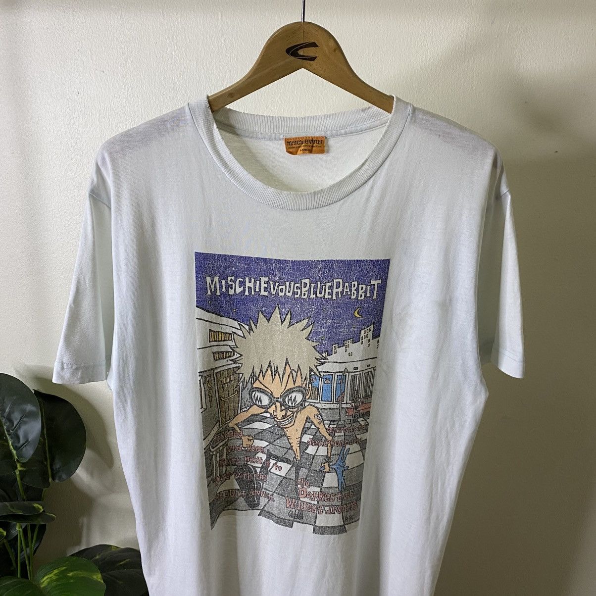 Vintage 1990s Mischevious Blue Rabbit Punk Hysterics LGB Style Tee Size US M / EU 48-50 / 2 - 2 Thumbnail