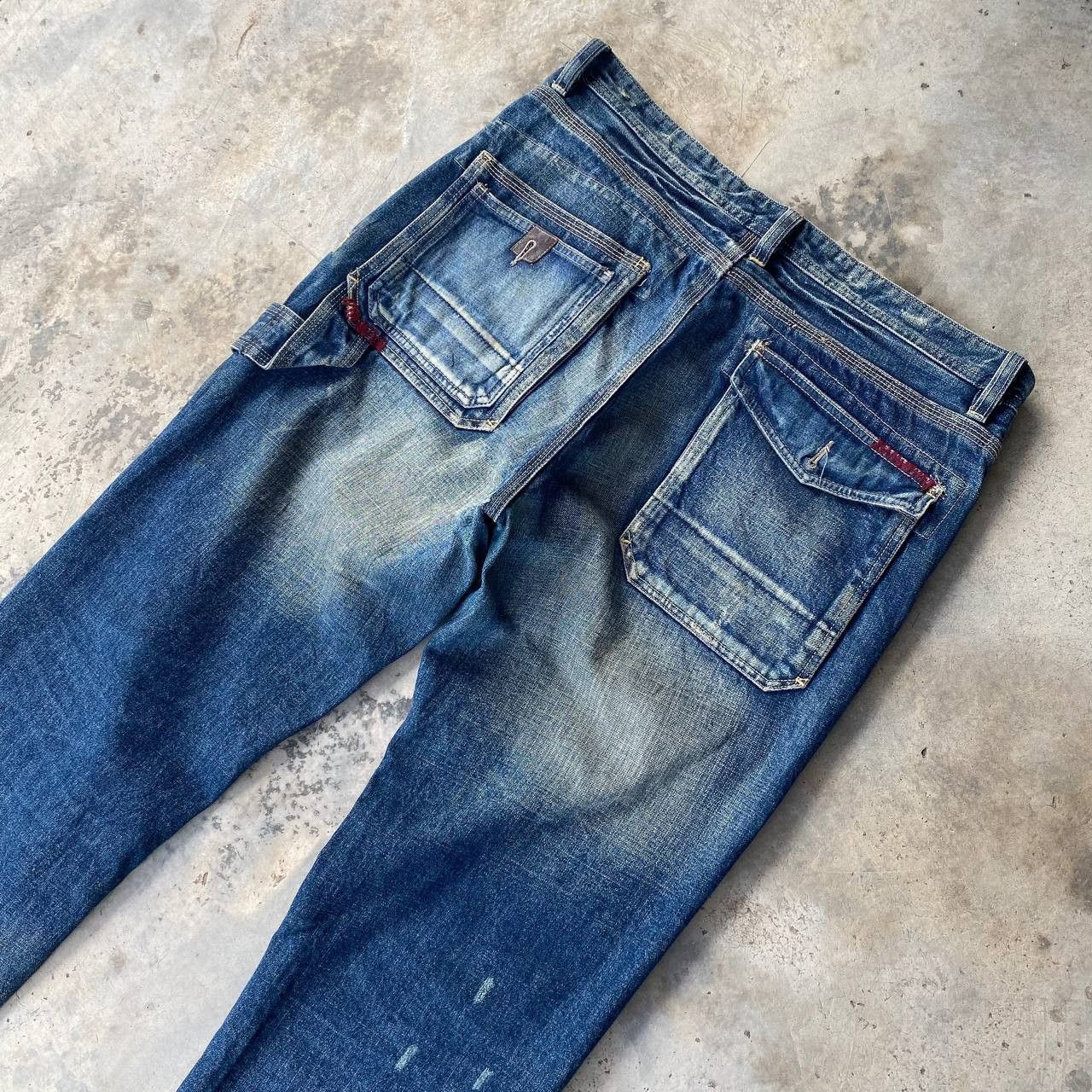 Japanese Brand W36X33 VTG BACK NUMBER DISTRESSED DENIM MUDWASH RUSTY DIRTY Size US 36 / EU 52 - 10 Thumbnail