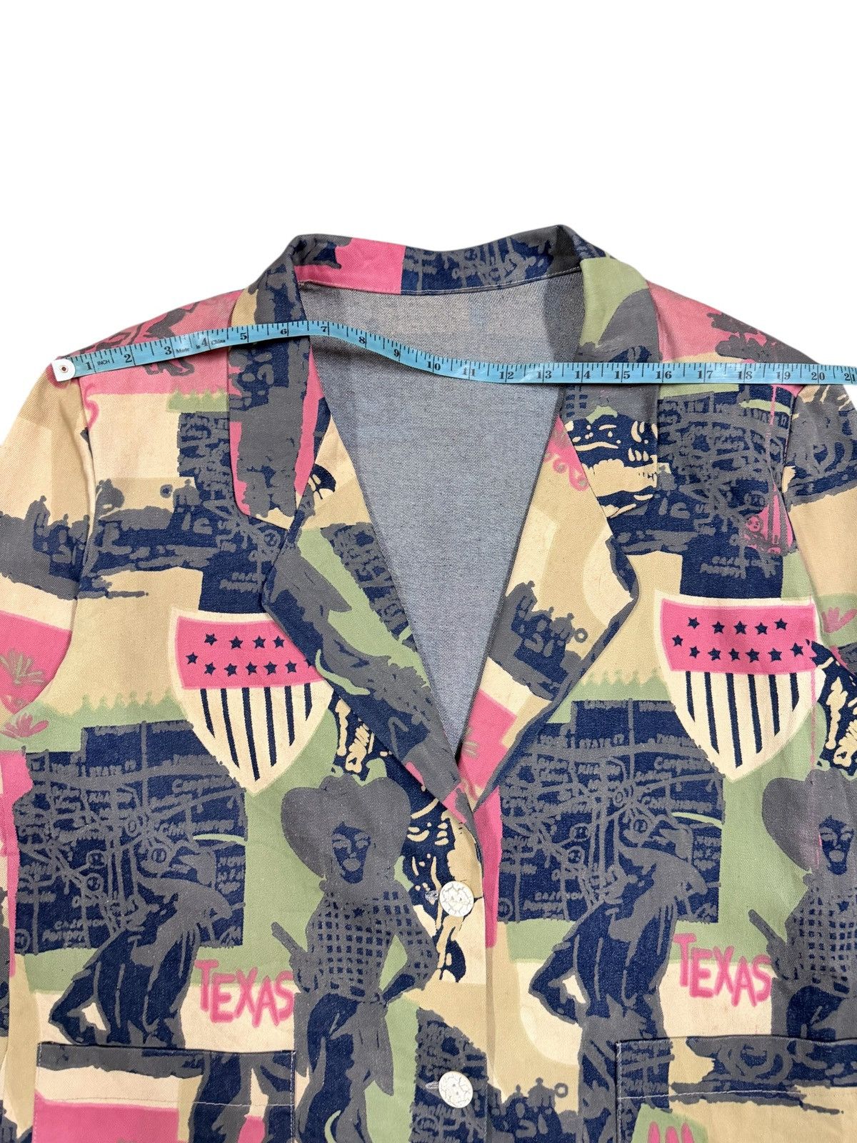 If Only Was True Vtg🔥80’s Custom Made Ovp Texas Cowboy Printed Denim Blazer Size 44R - 13 Thumbnail