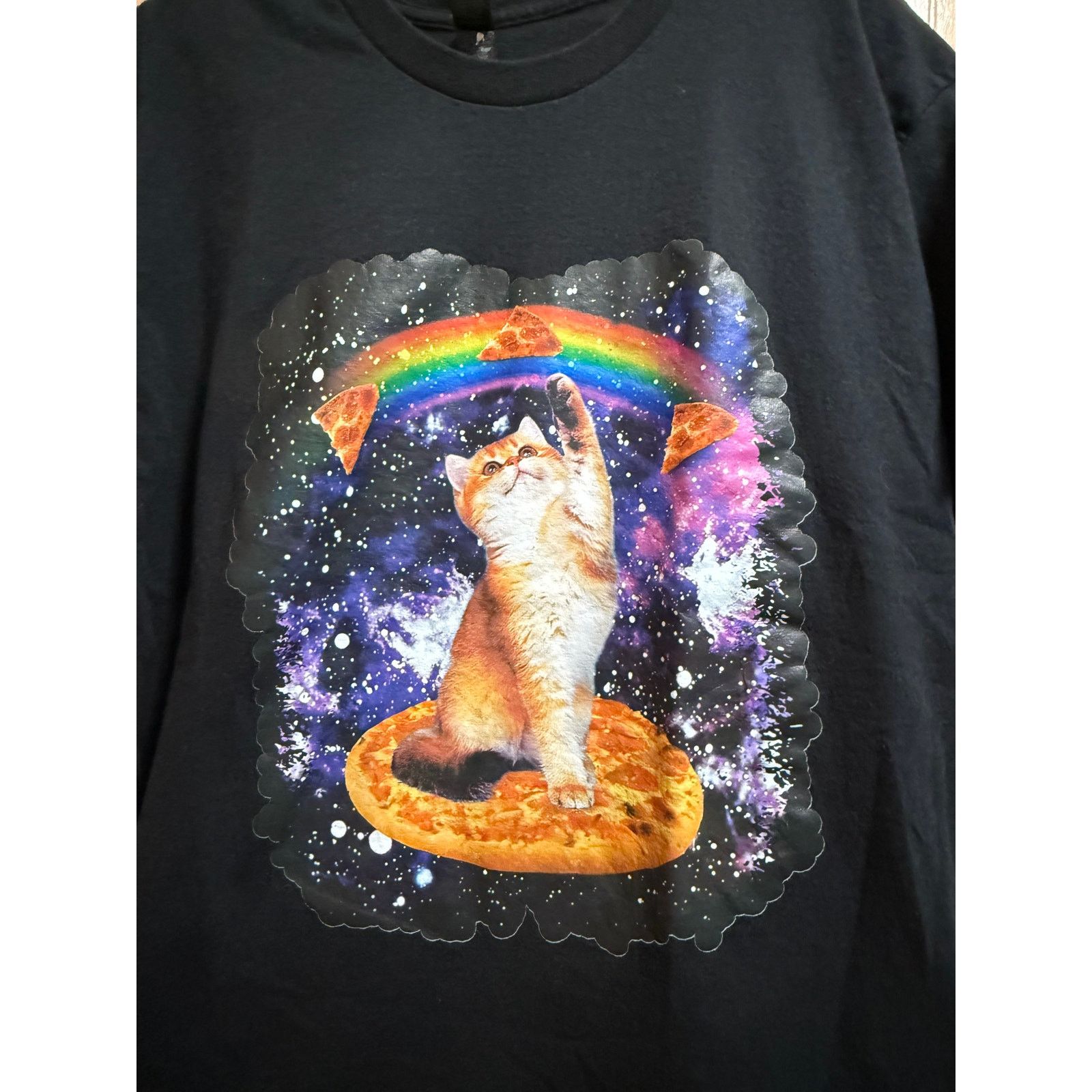 Gildan Rainbow Pizza Cat Graphic Short Sleeve T-Shirt - Size Large Size US L / EU 52-54 / 3 - 5 Thumbnail