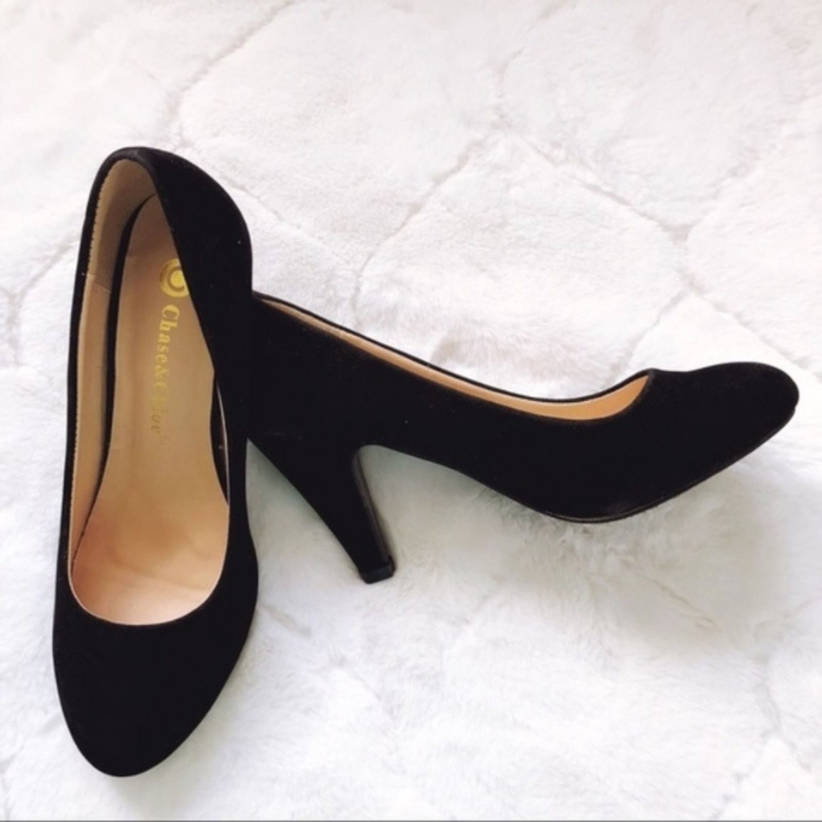 Other Chase + Chloe Black Velvet Heels Size US 6 / IT 36 - 2 Thumbnail