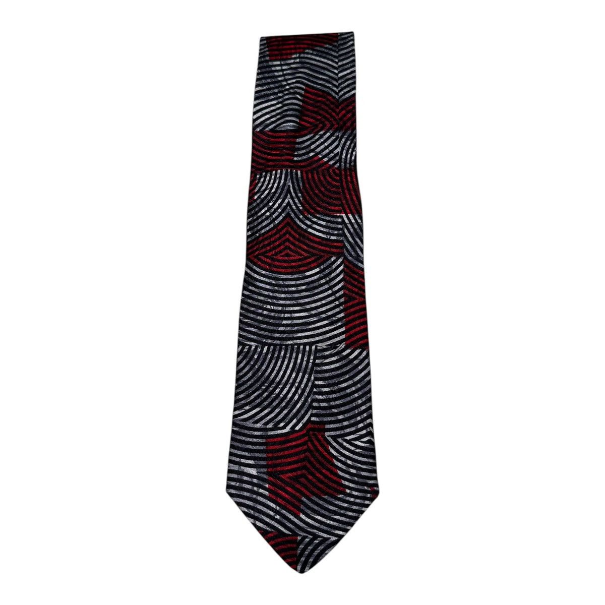 Claude Montana Claude Montana Silk Patterned Black White Red Tie 58x3.5 Size ONE SIZE - 1 Thumbnail