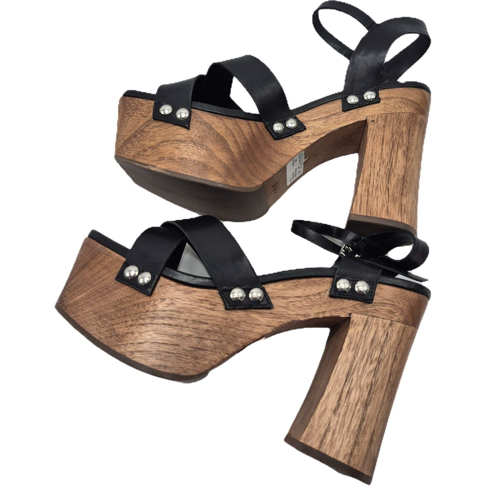 SCHUTZ Schutz Gaylah Black Platform Sandals Block Heels Women's 7.5 Size US 7.5 / IT 37.5 - 11 Thumbnail
