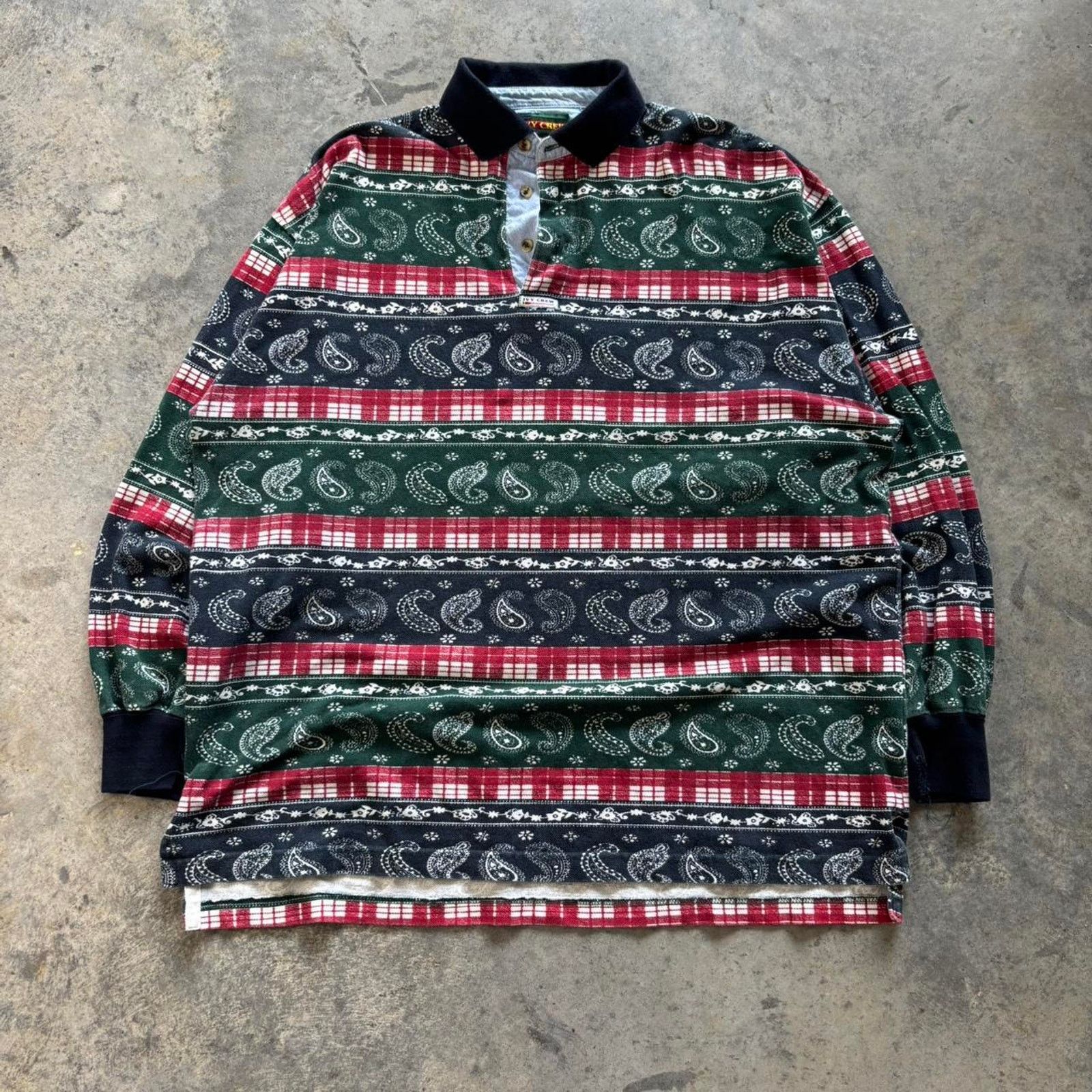 Ivy Crew × Vintage 90s Paisley Polo Shirt Size US L / EU 52-54 / 3 - 1 Thumbnail