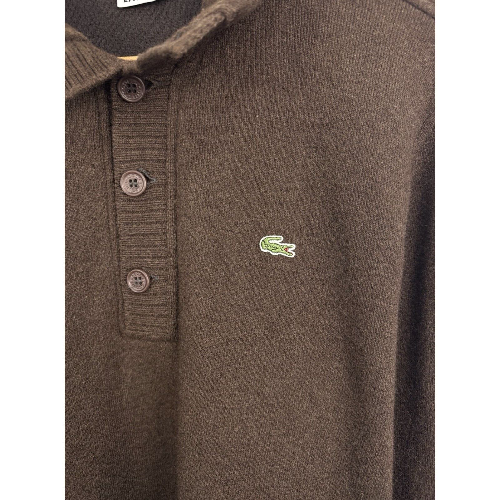 Lacoste VINTAGE Lacoste Wool Brown Sweater 90s Pullover Made in France XL Men Brown 90s Y2K Wool Sweater Lacoste Mens XL Size US XL / EU 56 / 4 - 4 Thumbnail