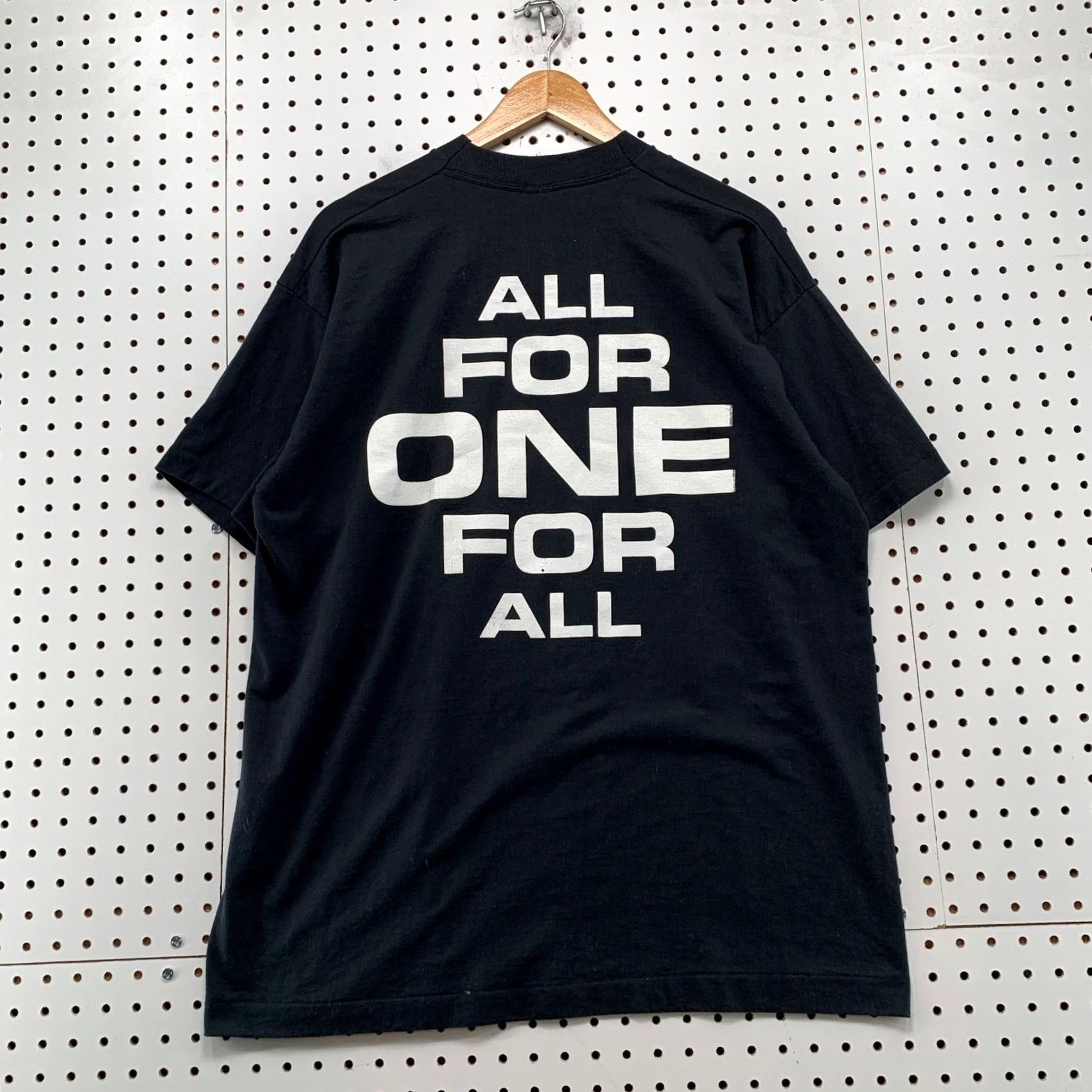 Fruit Of The Loom VINTAGE All For One T Shirt Mens XL Black 90s BBUFF United Forever Black History Size US XL / EU 56 / 4 - 3 Thumbnail