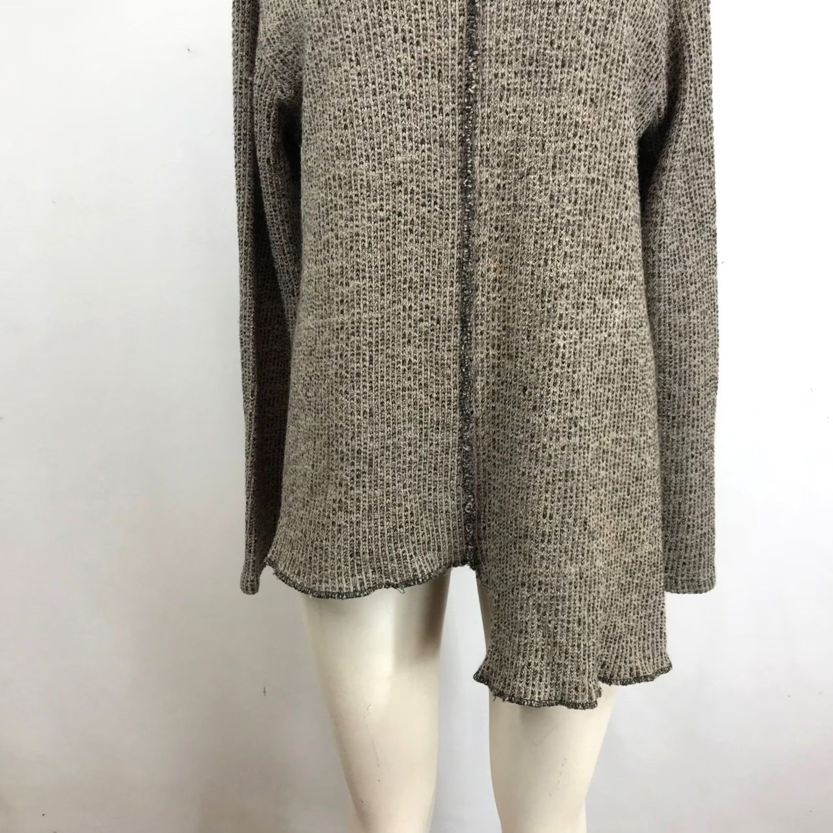 Vintage Bodil Cowl Neck Asymmetrical Marled Knit Brown Sweater S Lagenlook Boho Travel Workwear Casual Size S / US 4 / IT 40 - 3 Thumbnail