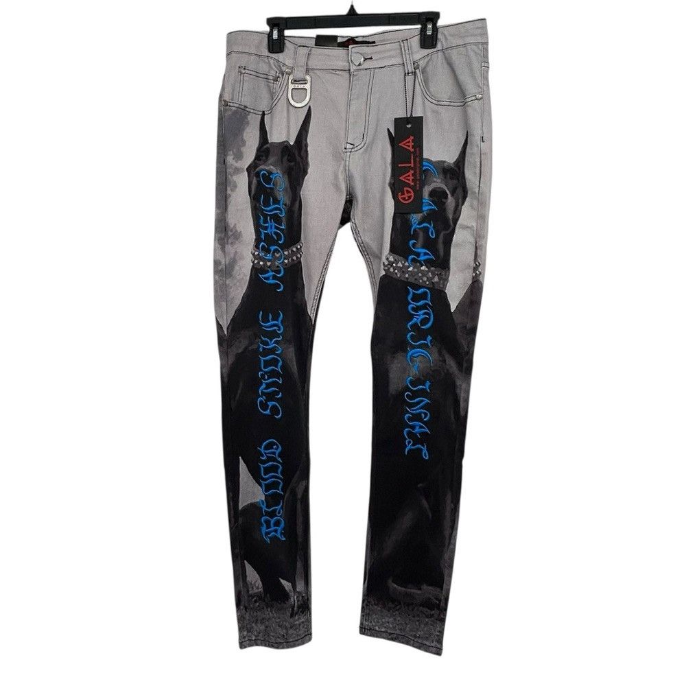 Other Gala Jeans NWT $180 Doberman Dog Graphic Gothic Streetwear Size US 36 / EU 52 - 7 Thumbnail