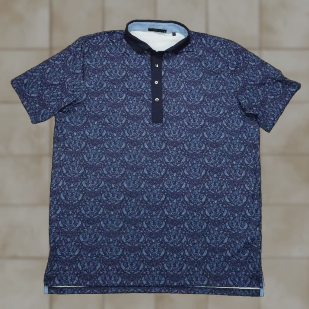 Vintage Greyson Polo Shirt Mens Extra Large Blue Pattern Golf Wolf Crest Size US XL / EU 56 / 4 - 1 Thumbnail