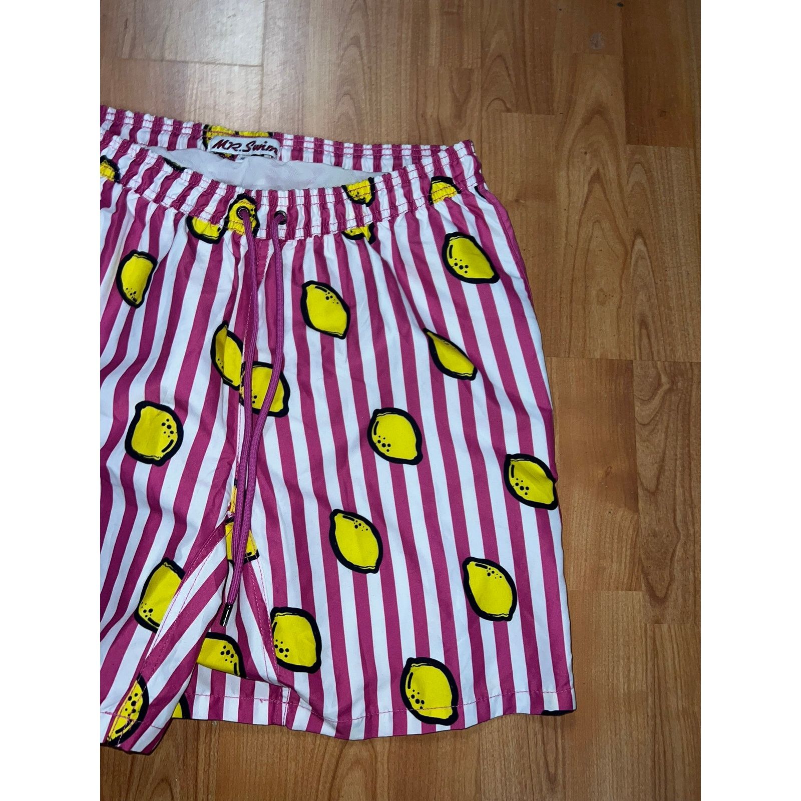 Vintage Mr Swim Lemon Swim Shorts Trunks Lemons Pink Fruit XL Size US 36 / EU 52 - 3 Thumbnail