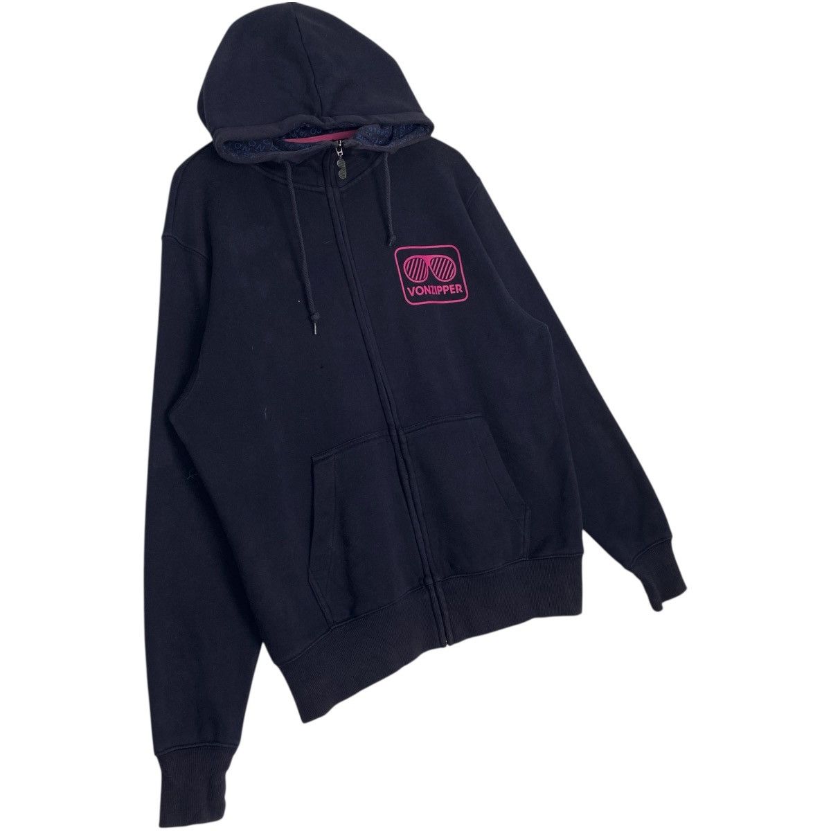 Vintage Vintage Von Zipper Full Zip Hoodie Sweater Navy Blue Size L Size US L / EU 52-54 / 3 - 2 Thumbnail