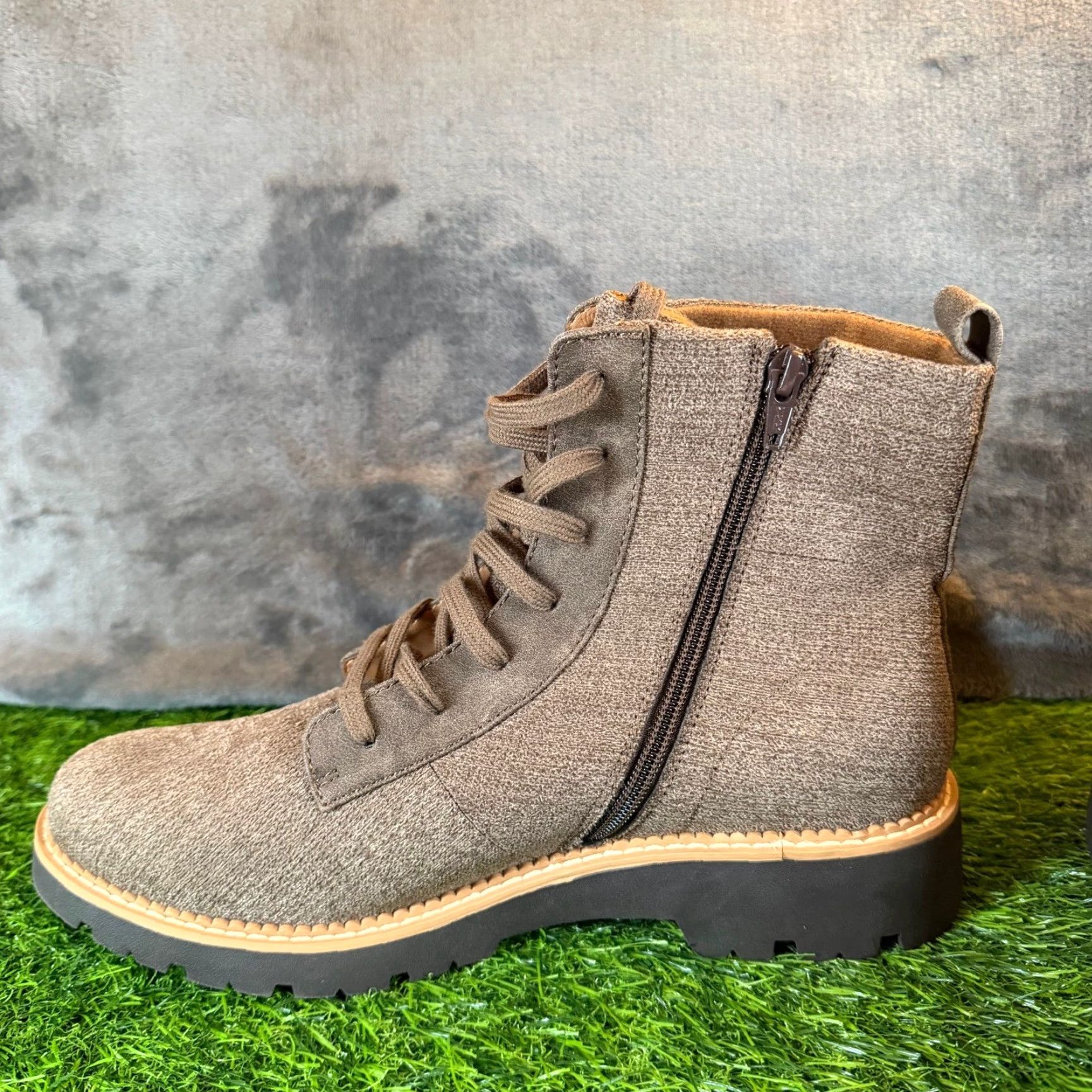 Vintage Sofft Combat Boot Taupe Brown Lace Up Side Zip 11M Womens Boot Casual Workwear Military Style Blaike ES0025550 Mens? Size US 11 / IT 41 - 5 Thumbnail