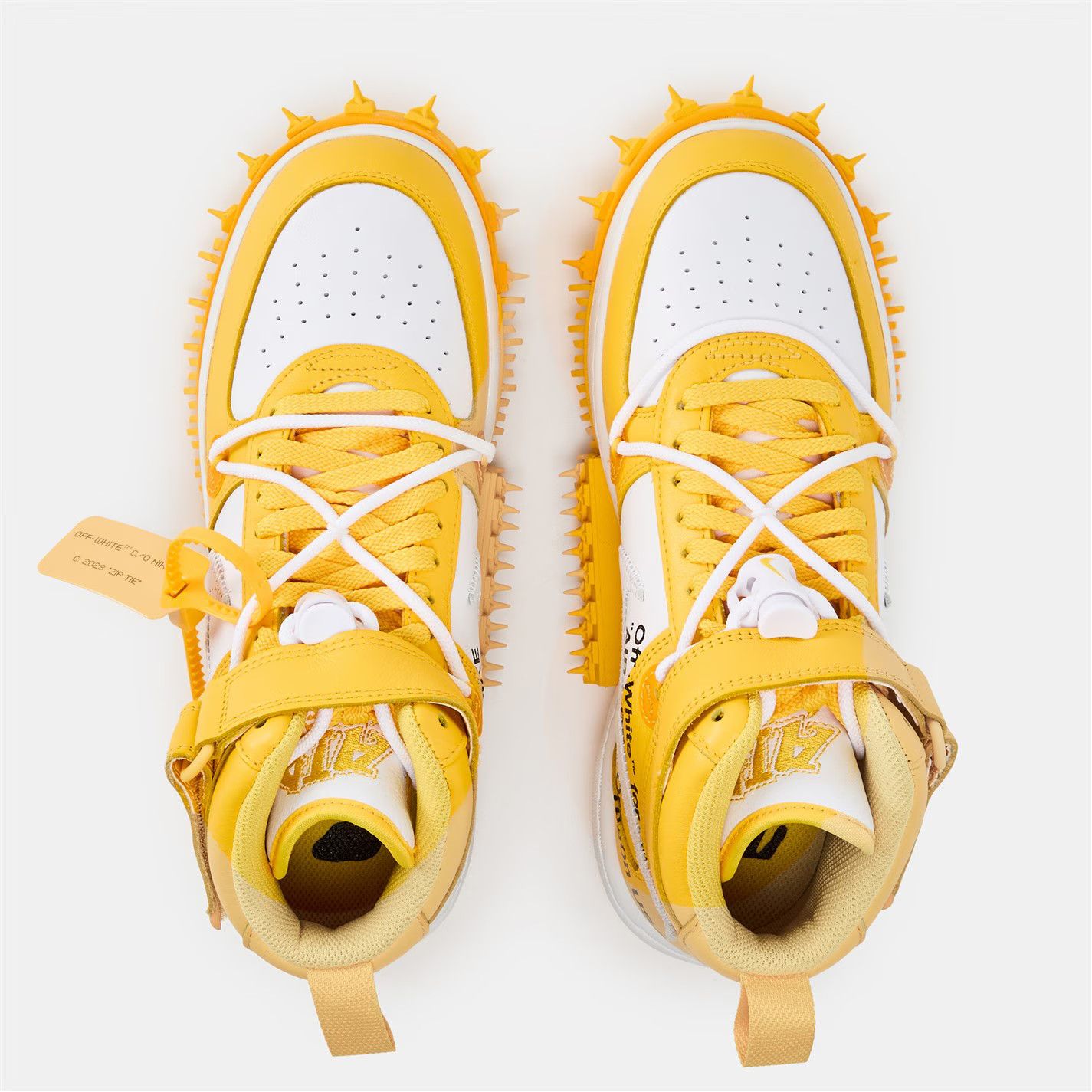 Off-White o1g2r1mq0226 AF1 Mid Sneakers in Yellow/White Size US 7 / EU 40 - 3 Thumbnail