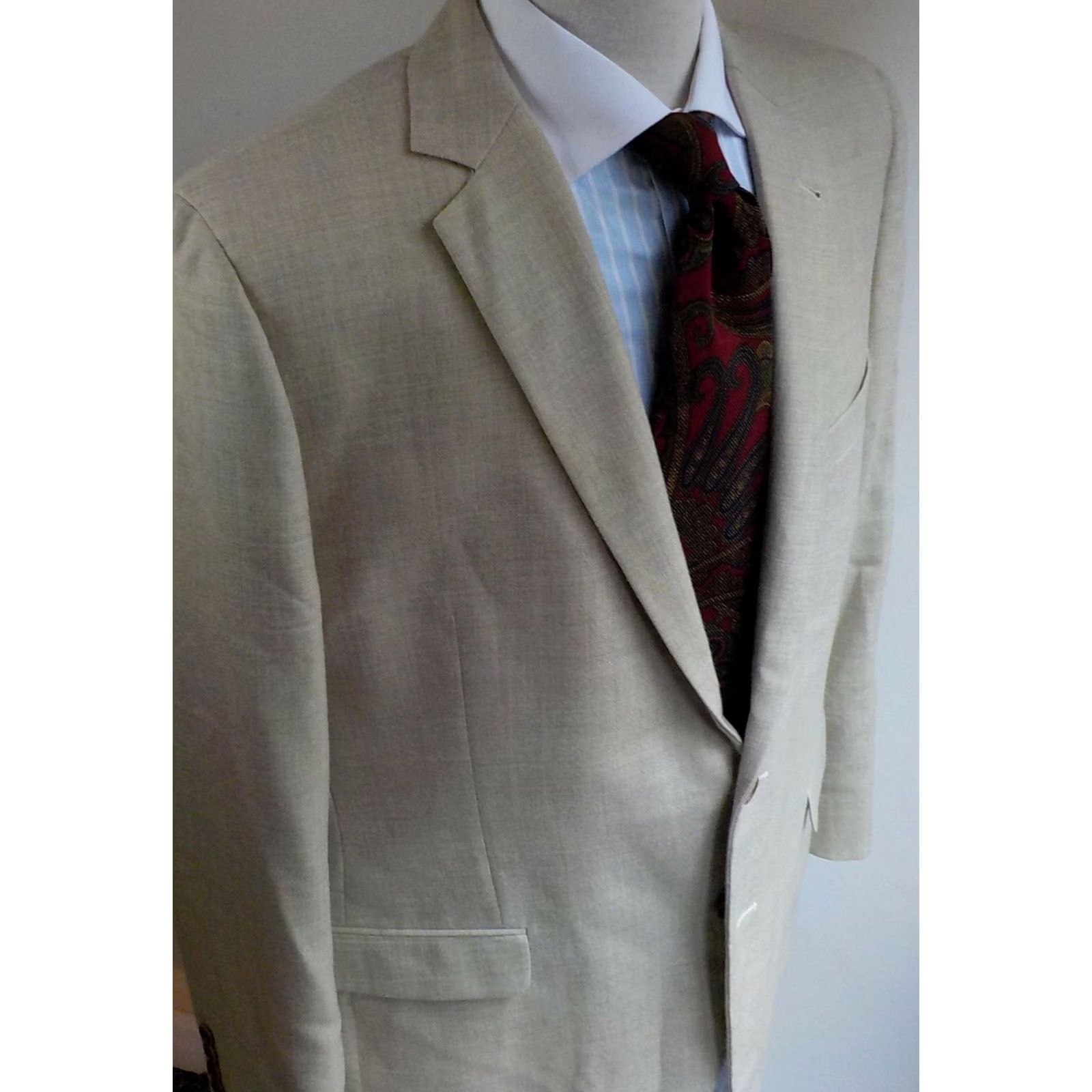 Brooks Brothers BROOKS BROTHERS 1818 Fitzgerald Blazer Wool Oatmeal 2 Button SZ 46R Mens Jacket Coat Blazer 2 Button Notch Wool 100% Tats Size 46R - 4 Thumbnail