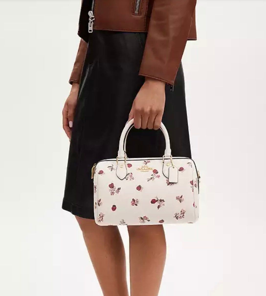 New Coach with tags. Woman's Rowan Satchel and retailer Wallet with floral print Chalk mu