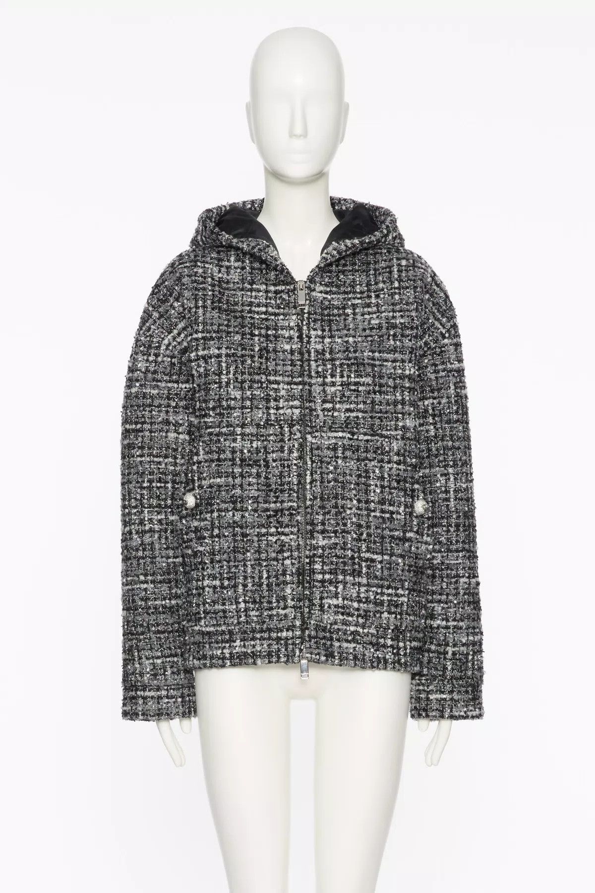 Valentino o1s1wg110426 Hooded Tweed Jacket in Multicolor Size M / US 6-8 / IT 42-44 - 1 Thumbnail