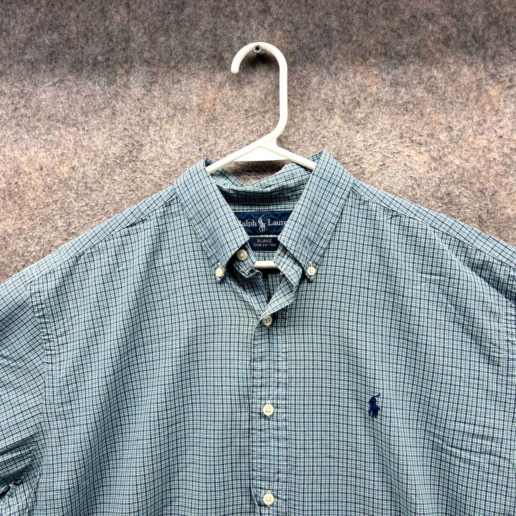 Polo Ralph Lauren VINTAGE Polo Ralph Lauren Shirt Mens M Blue Custom Blake Oxford Gingham Polo Ralph Lauren Shirt Button-Up Short Sleeve Collared Size US M / EU 48-50 / 2 - 6 Thumbnail