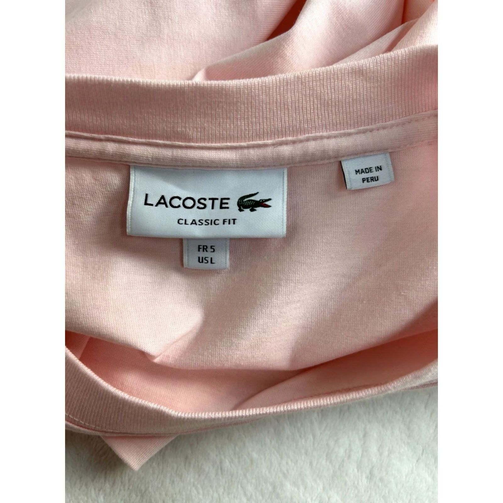 Lacoste Lacoste Mens Pink Classic Fit Crew Neck Short Sleeve T-Shirt Large Cotton NWOT Size US L / EU 52-54 / 3 - 4 Thumbnail