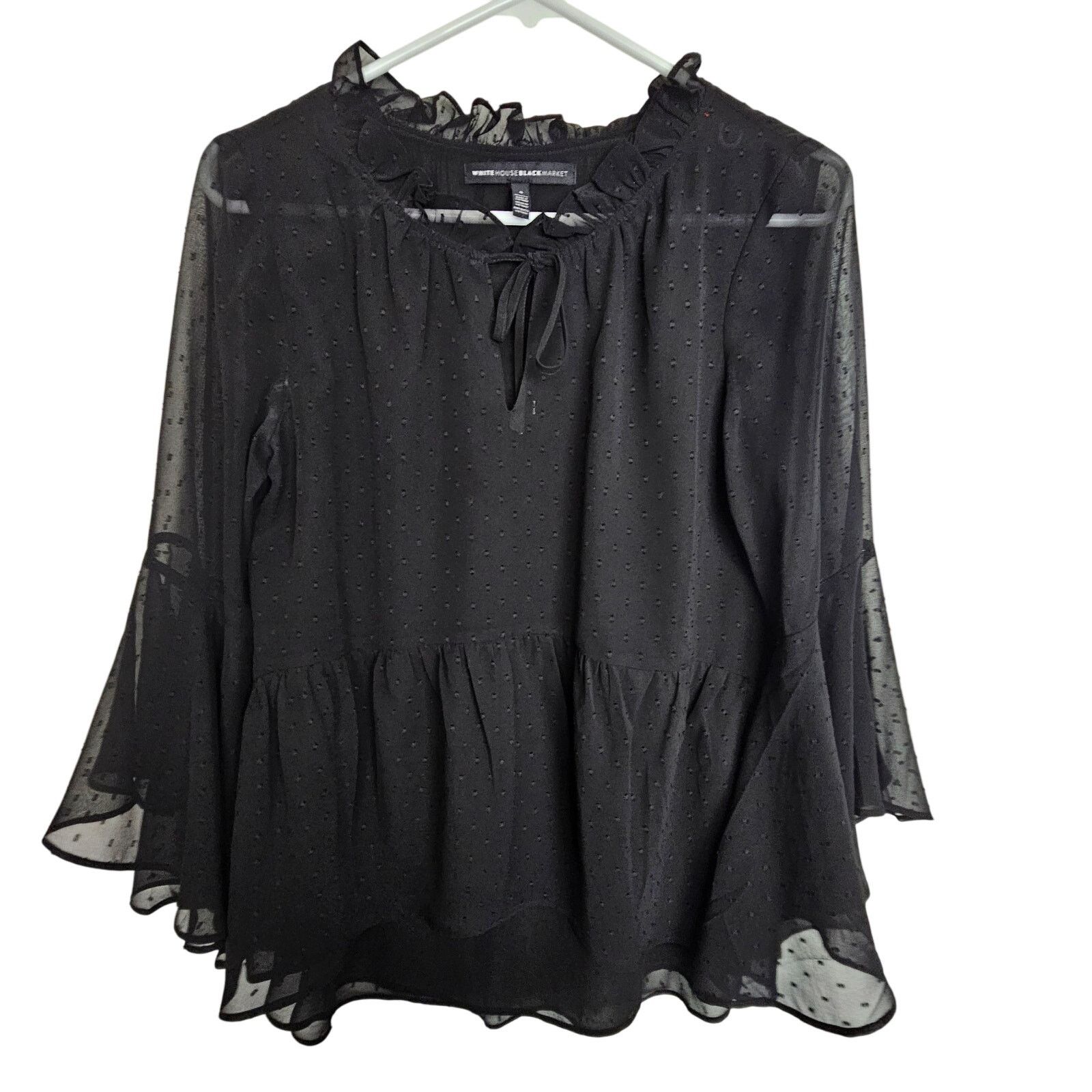 White House Black Market White House Black Market Womens Ruffle Top 4 Whimsygoth Vamp Size S / US 4 / IT 40 - 1 Thumbnail