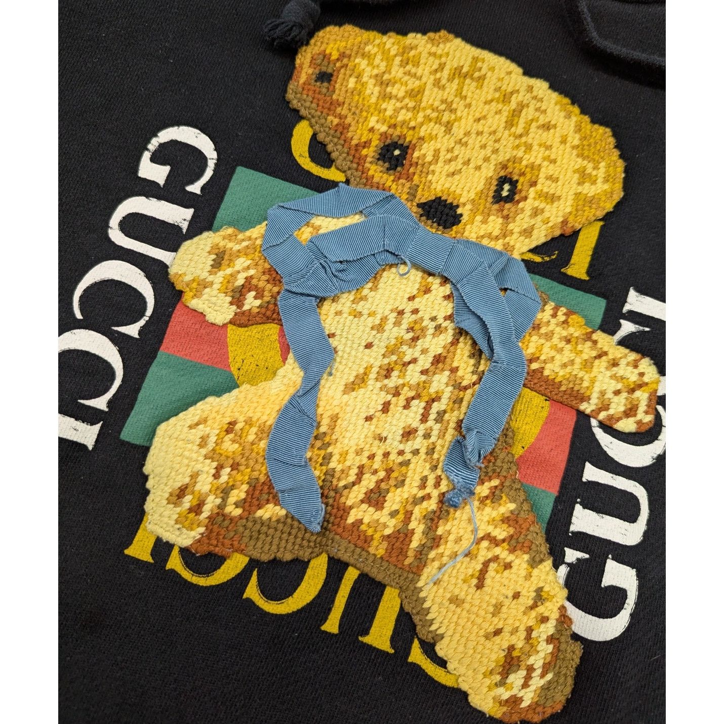 Gucci × Supreme Gucci Embroidered 3D Teddy Bear black hoodie Size L / US 10 / IT 46 - 2 Thumbnail
