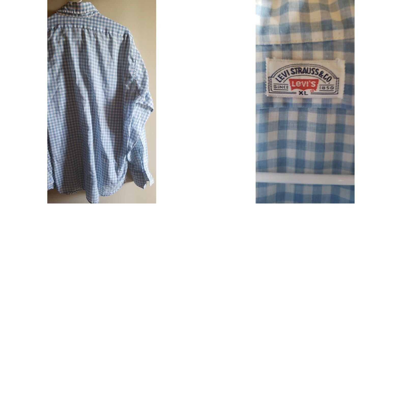 Levi's VINTAGE Levi’s Button-Down Shirt Blue White Check Cotton XL Long Sleeve Casual Workwear Mens Reg Size US XL / EU 56 / 4 - 8 Thumbnail