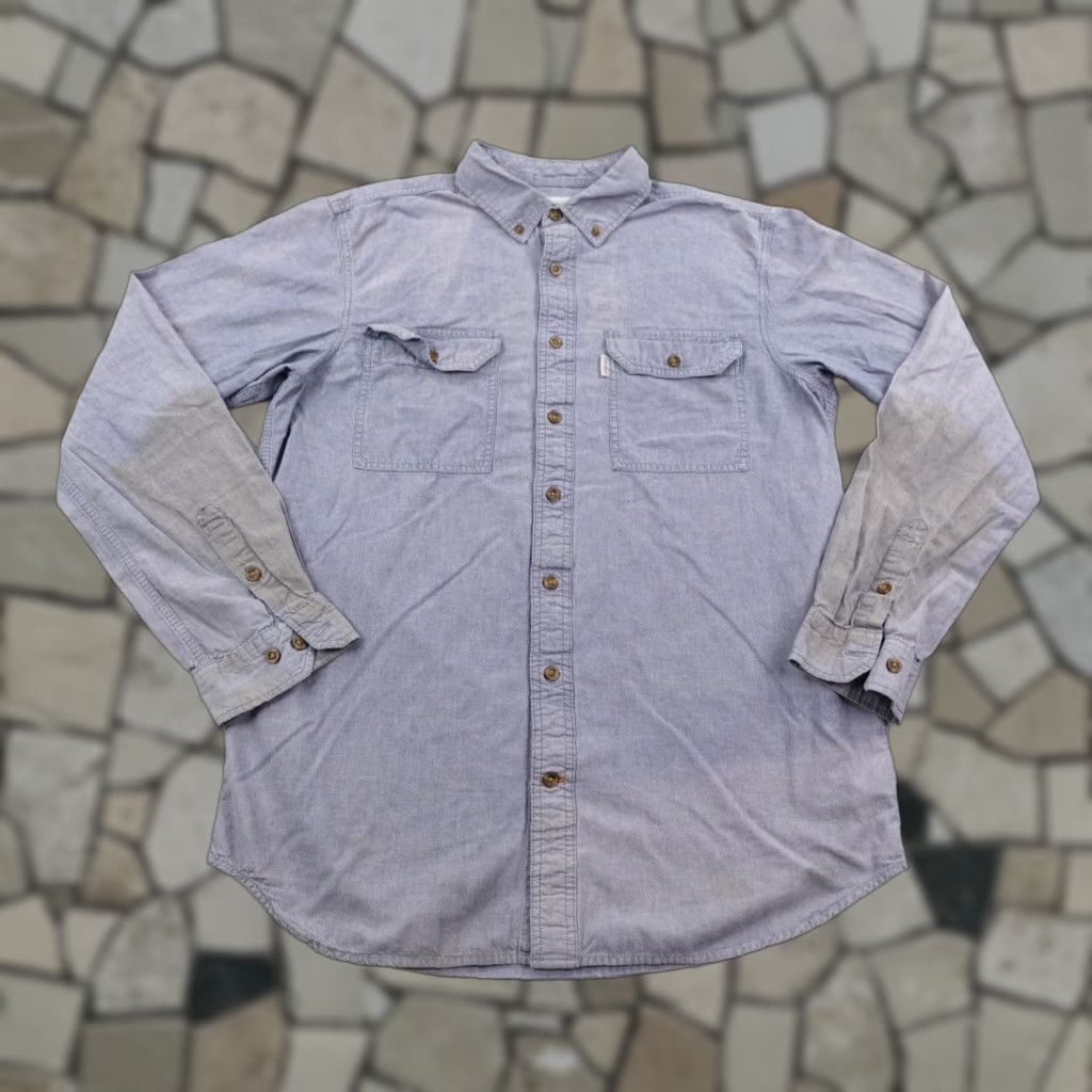 Carhartt VINTAGE Carhartt Shirt Mens LT Blue Chambray Button-Up Work Utility Midweight Long Sleeve Button-Down Casual Mens Size US L / EU 52-54 / 3 - 1 Thumbnail