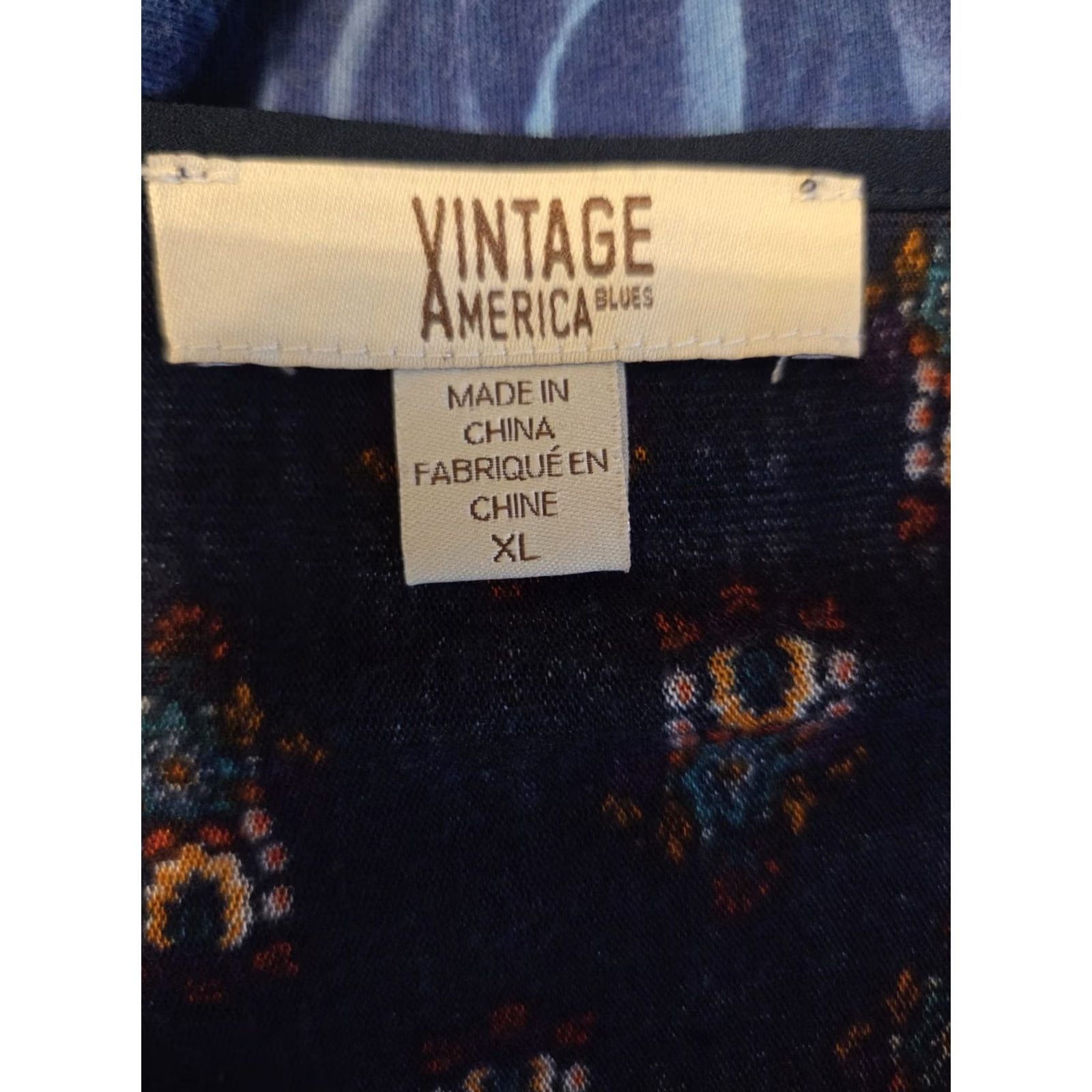 Vintage VINTAGE America Blues Navy Blue Embroidered Stretchy Sheer Top Bohemian Hippie XL Blouse Womens Size XL / US 12-14 / IT 48-50 - 7 Thumbnail