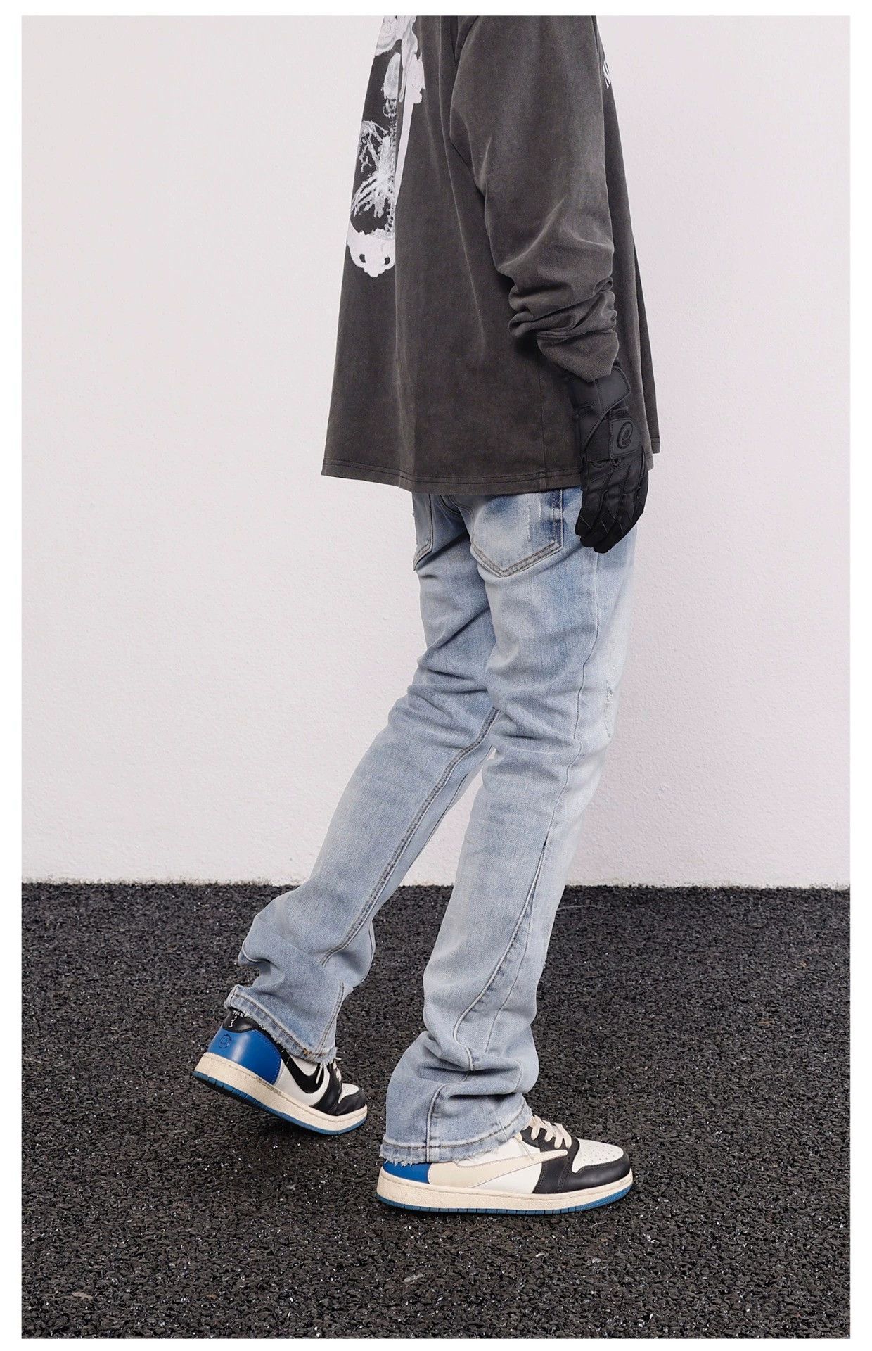 Jean × Vintage damaged washed faded flared patchwork jeans Size US 32 / EU 48 - 4 Thumbnail
