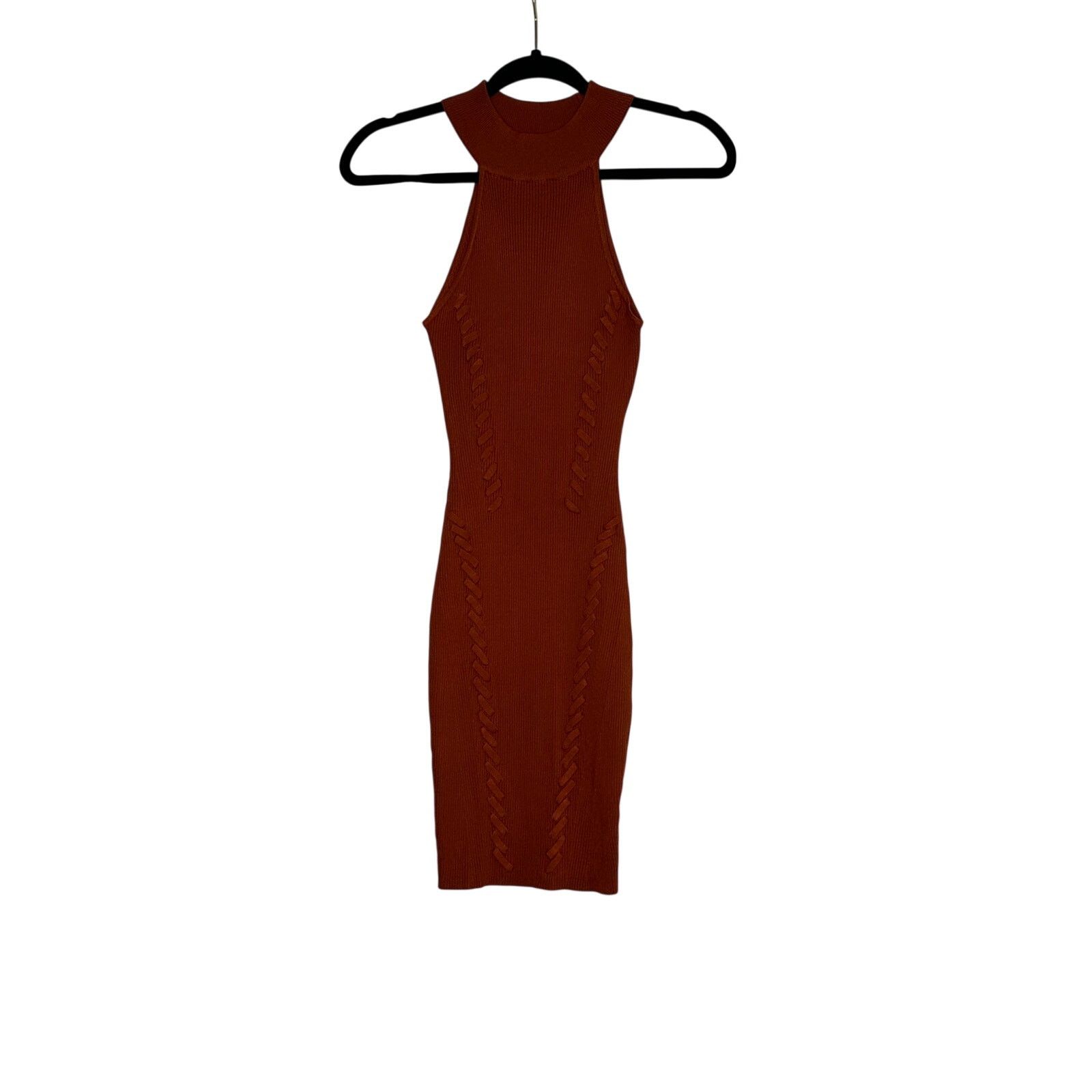 Fashion Nova FashionNova brown rust knit halter bodycon mini dress size M Size M / US 6-8 / IT 42-44 - 12 Thumbnail