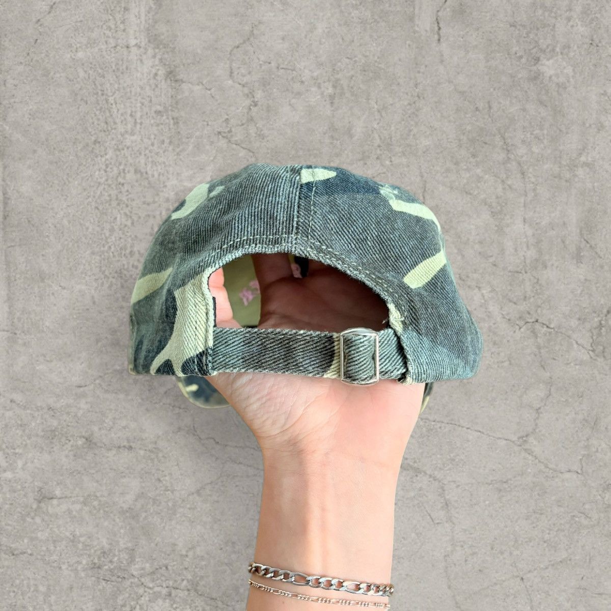 Japanese Brand Cool vintage style cap, camo in khaki green. One size Size ONE SIZE - 3 Thumbnail