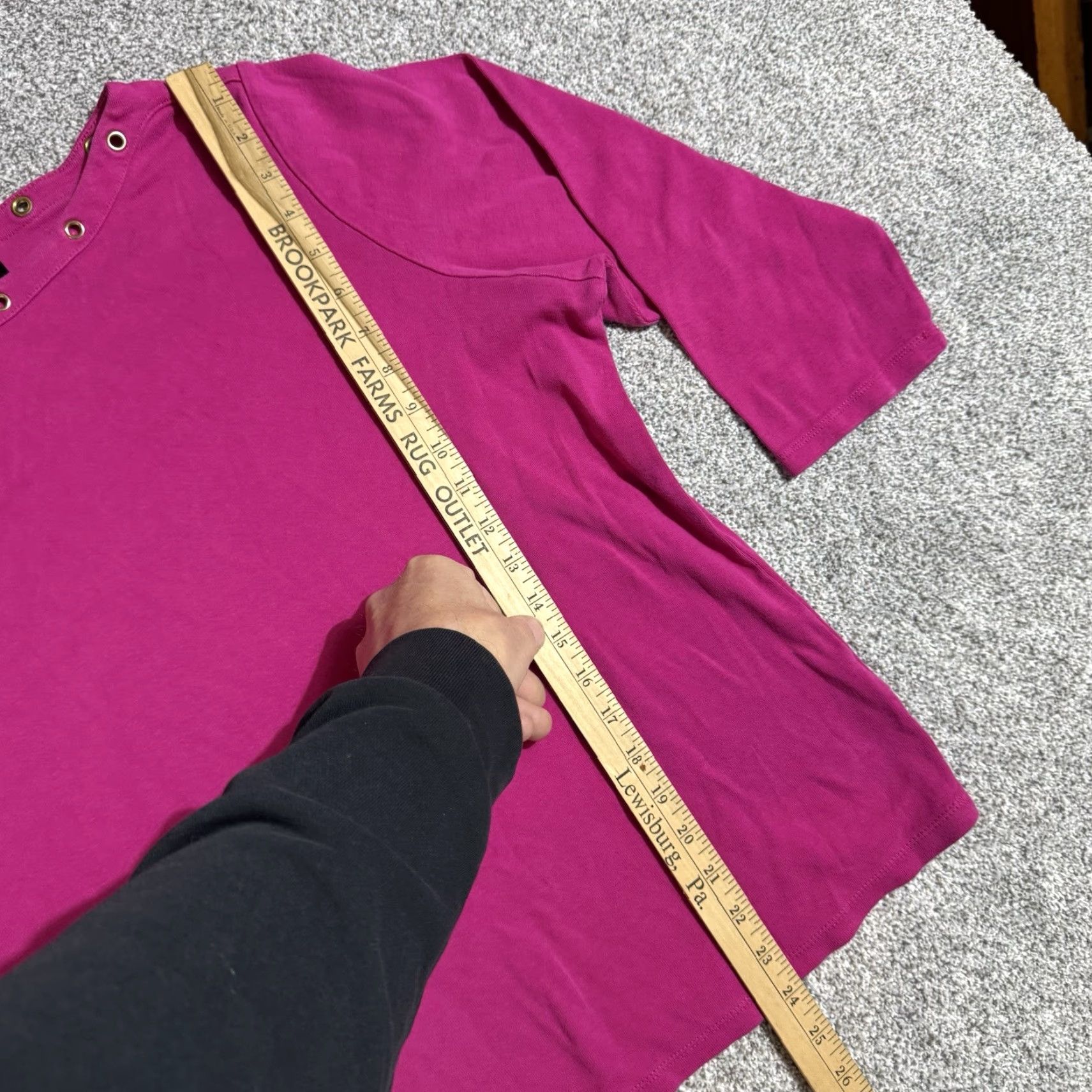 Vintage Rafaella Blouse Womens 2X Plus Grommet Embellished Mod Office Chic Hot Pink 2010s Size XXL / US 16-18 / IT 52-54 - 2 Thumbnail