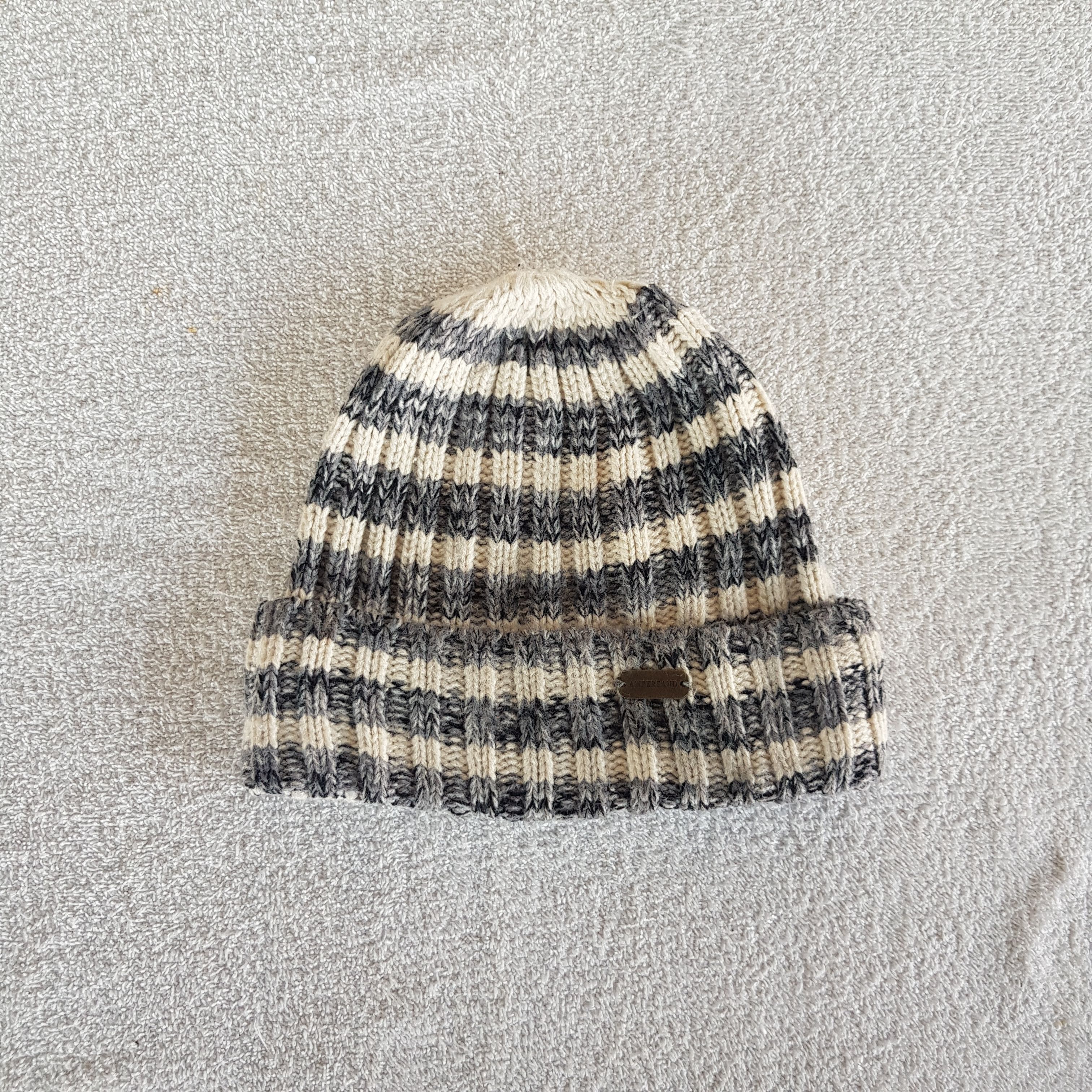 Homespun Knitwear Vintage Ampersanad Beanie Striped Ribbed Knit Snow Caps Hats Size ONE SIZE - 5 Thumbnail